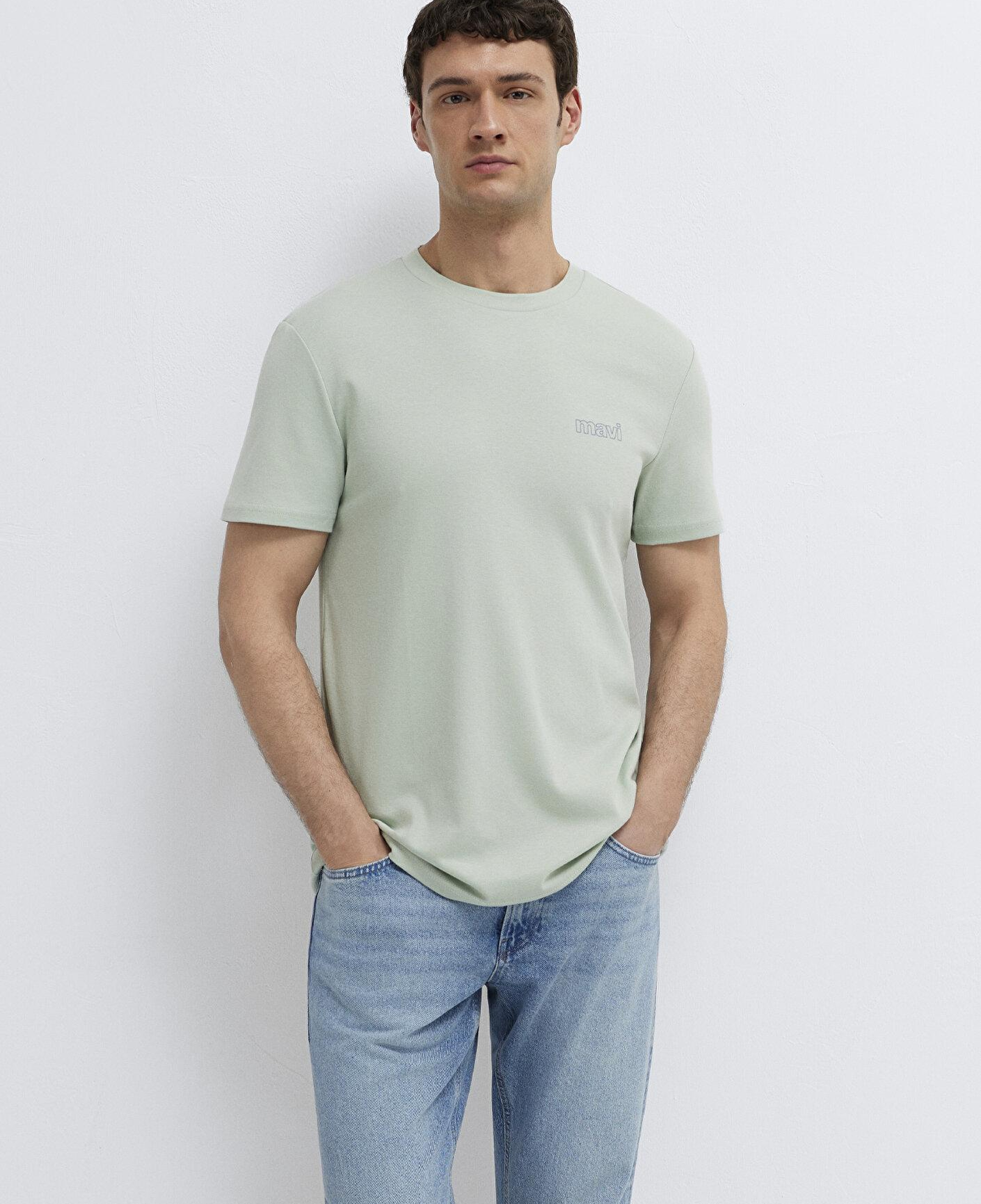 Mavi Mavi Logo Baskılı Yeşil İnterlok Tişört Slim Fit / Dar Kesim 0610360-71464