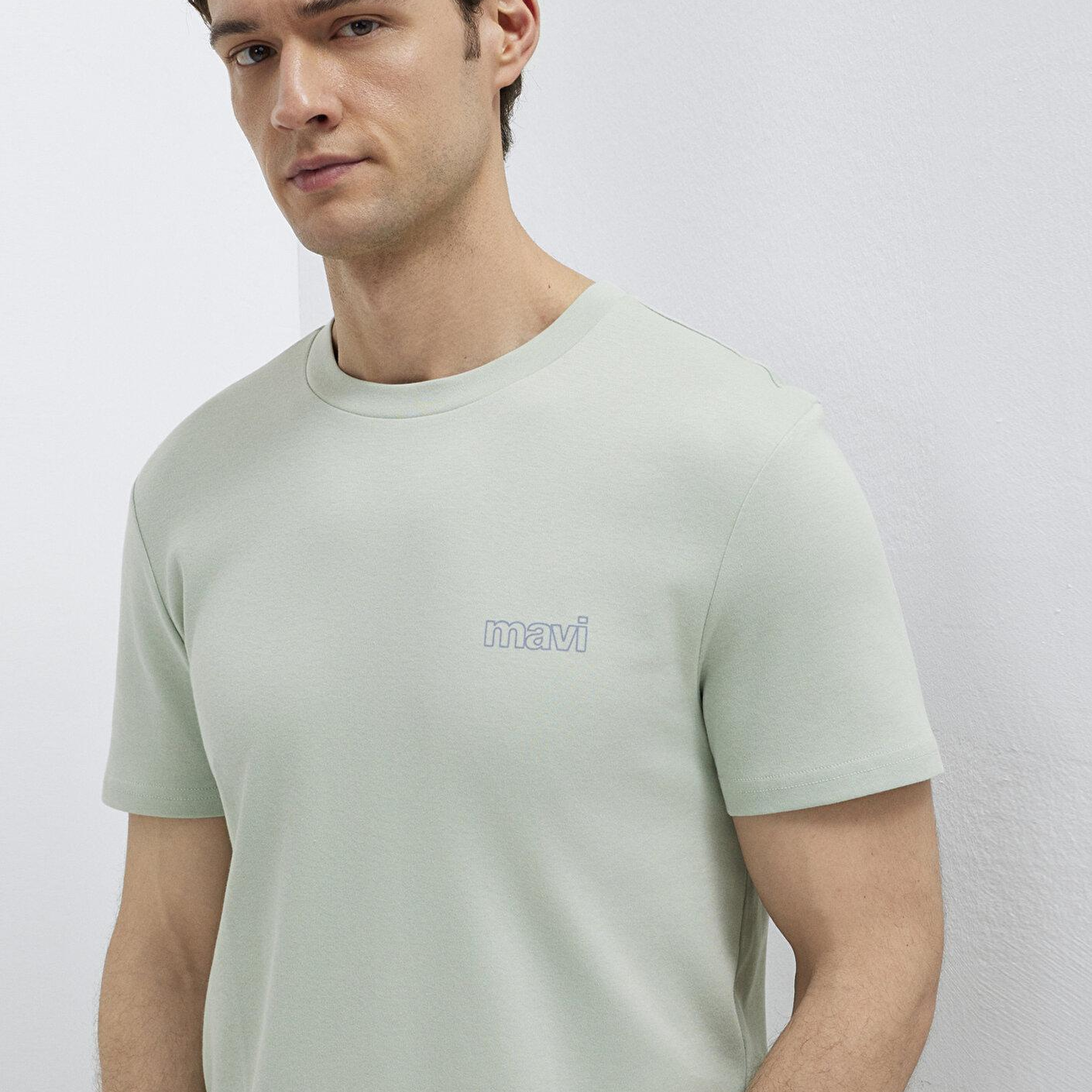 Mavi Mavi Logo Baskılı Yeşil İnterlok Tişört Slim Fit / Dar Kesim 0610360-71464