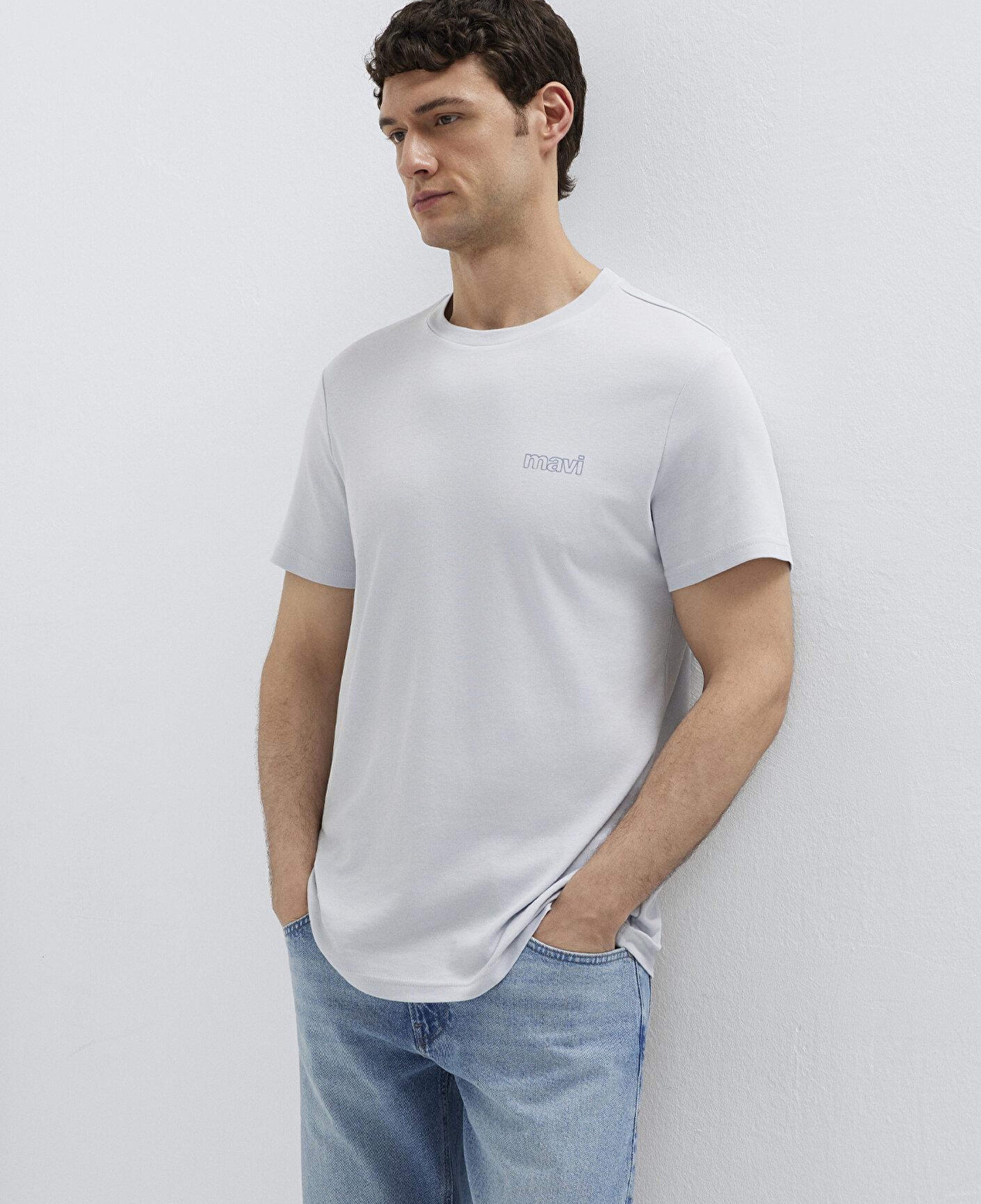 Mavi Mavi Logo Baskılı Mavi İnterlok Tişört Slim Fit / Dar Kesim 0610360-70799