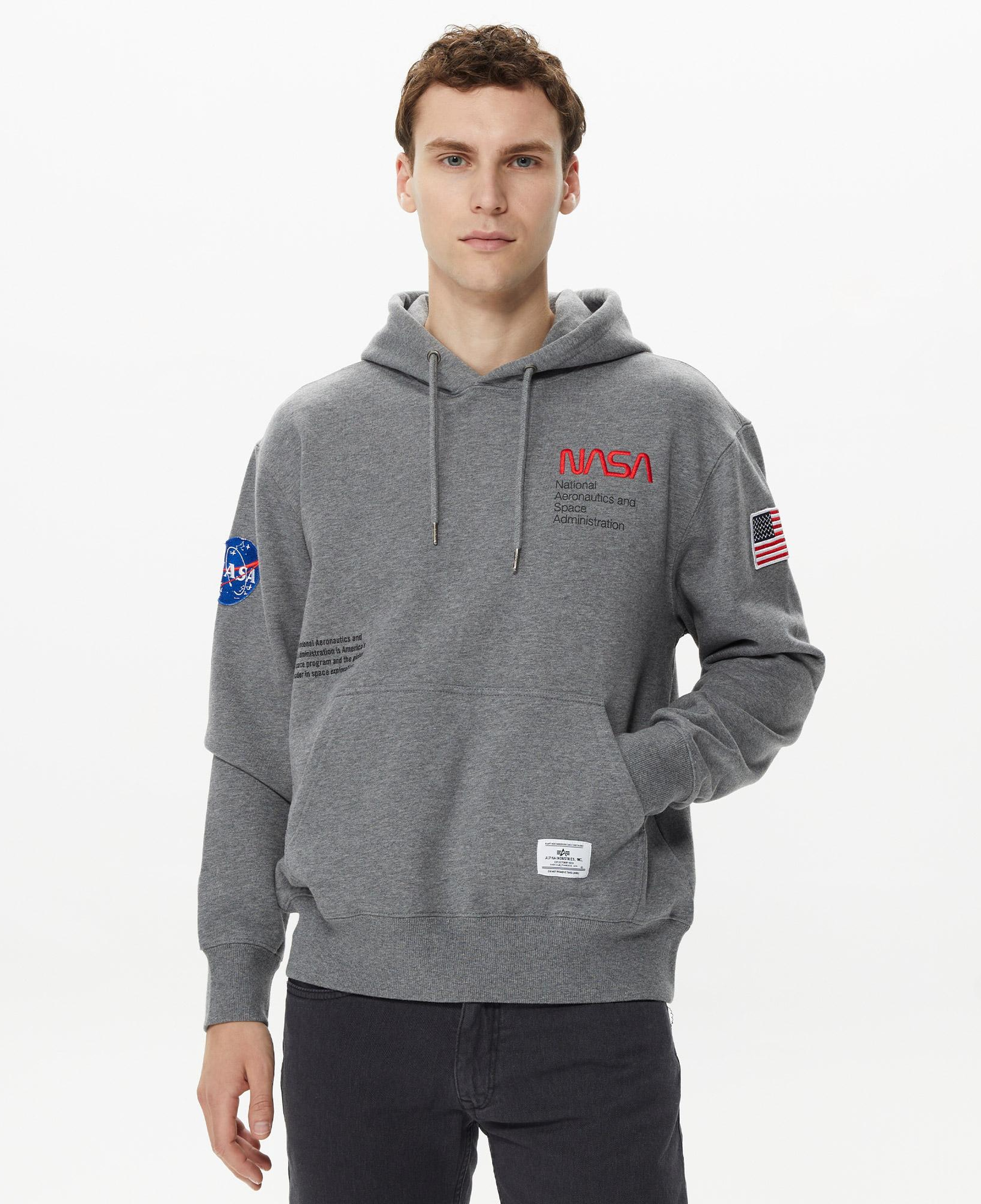 Alpha Industries Nasa Erkek Gri Hoodie