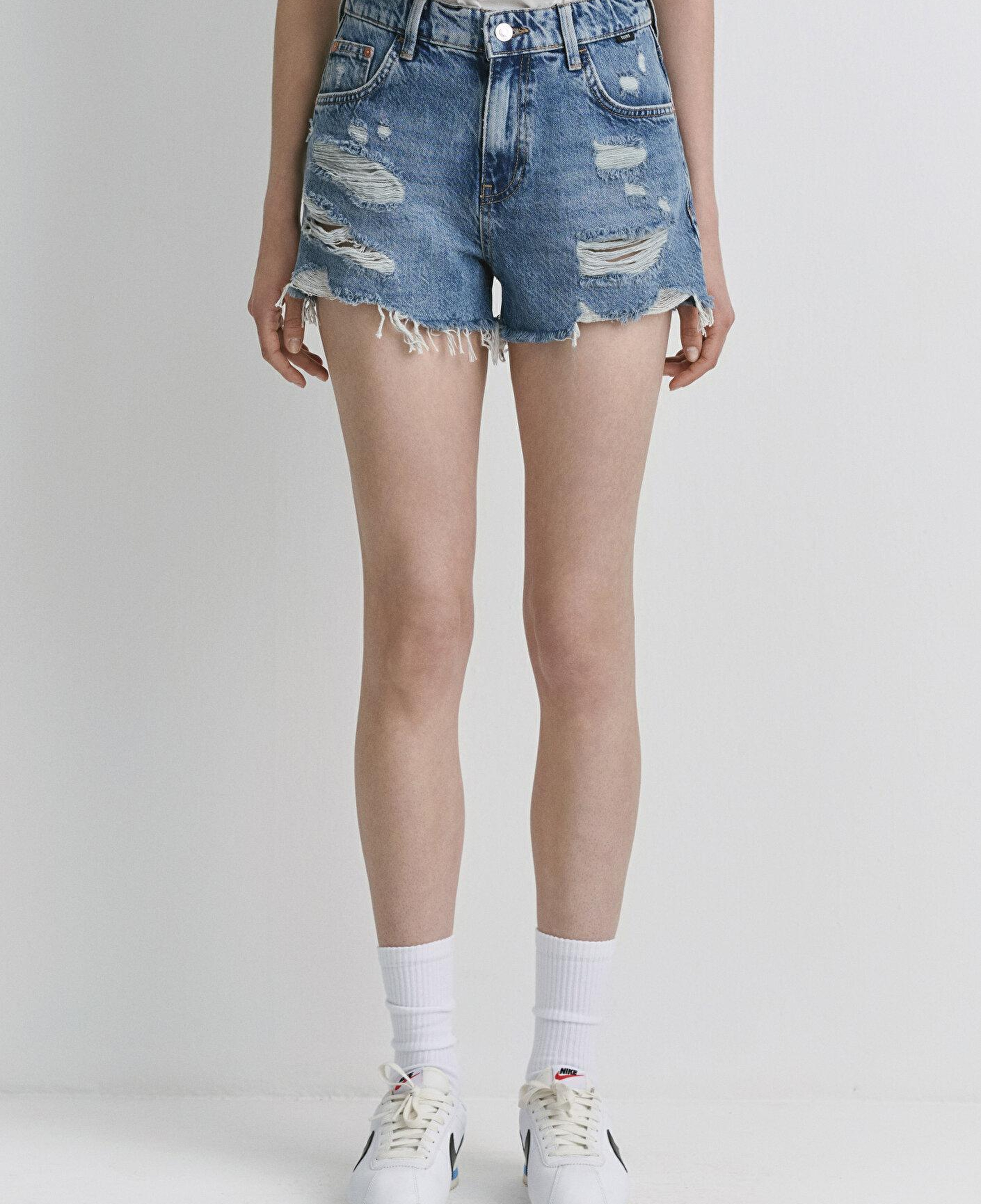 Mavi Tyra 90lar Gölgeli Indigo Mavisi Jean Şort 1410011-84398