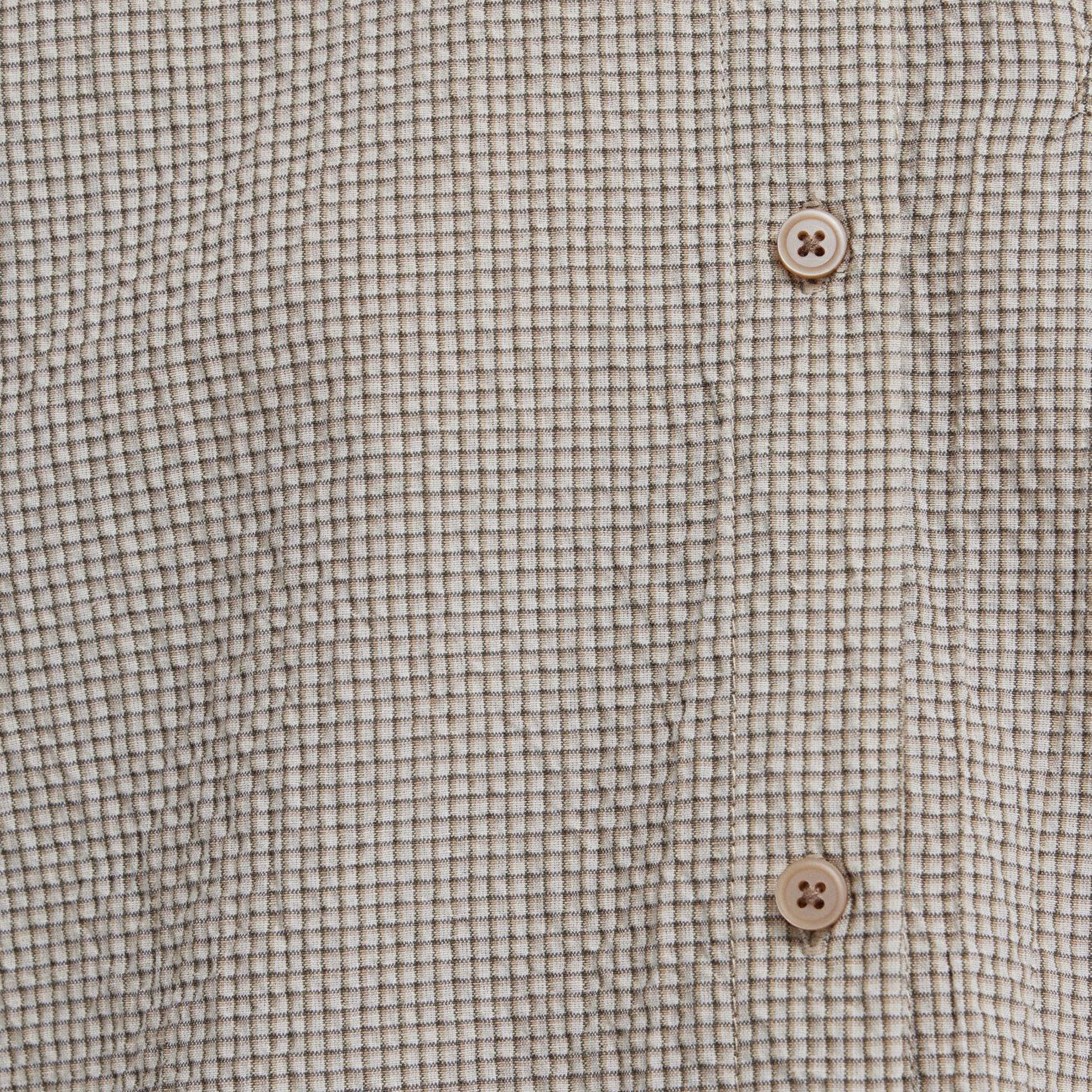 Mavi Kahverengi Ekose Crop Gömlek Loose Fit / Bol Rahat Kesim 1211388-83169