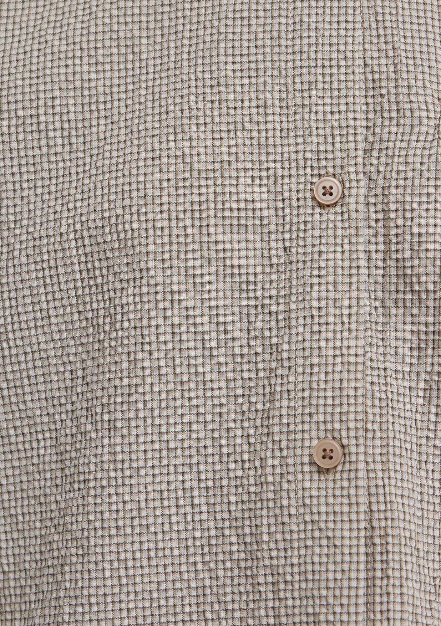 Mavi Kahverengi Ekose Crop Gömlek Loose Fit / Bol Rahat Kesim 1211388-83169