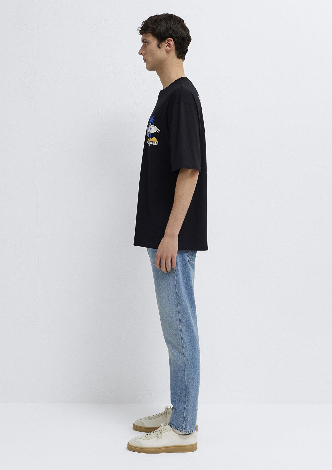 Mavi Palmiye Baskılı Siyah Tişört Relaxed Fit / Rahat Kesim 0613288-900