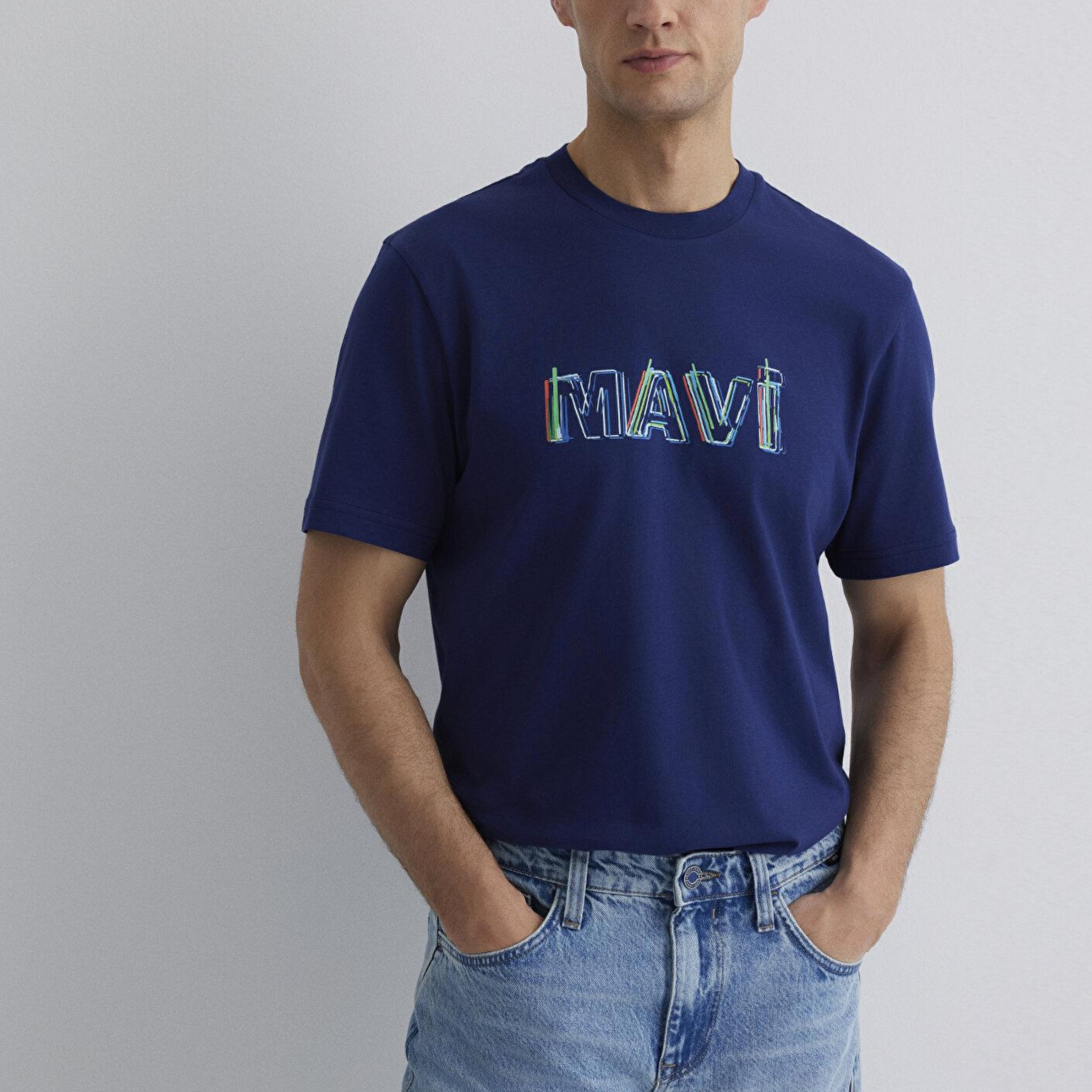 Mavi Mavi Baskılı Lacivert Tişört Regular Fit / Normal Kesim 0612587-70496