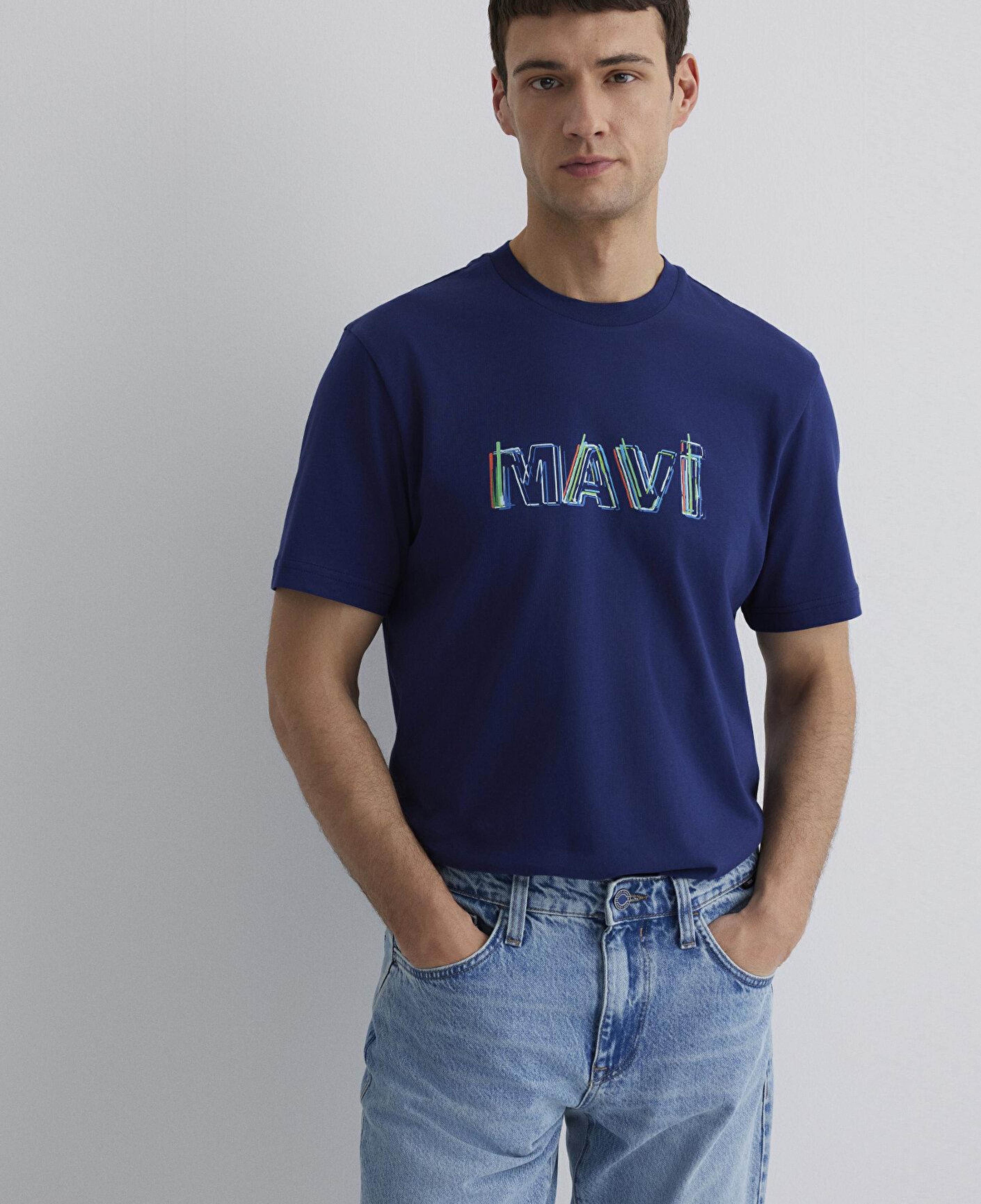 Mavi Mavi Baskılı Lacivert Tişört Regular Fit / Normal Kesim 0612587-70496
