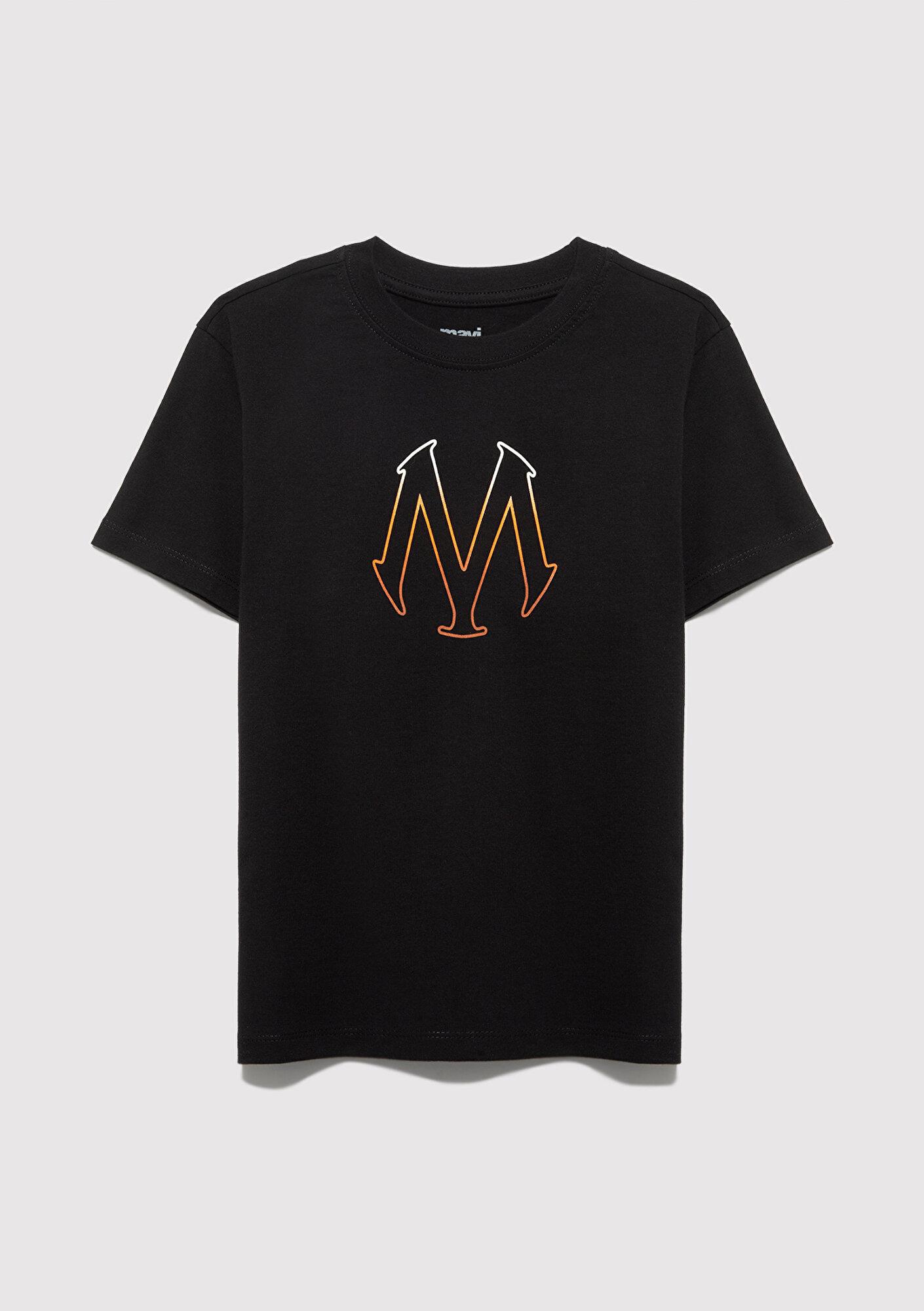 Mavi M Logo Baskılı Siyah Tişört Regular Fit / Normal Kesim 6610044-900