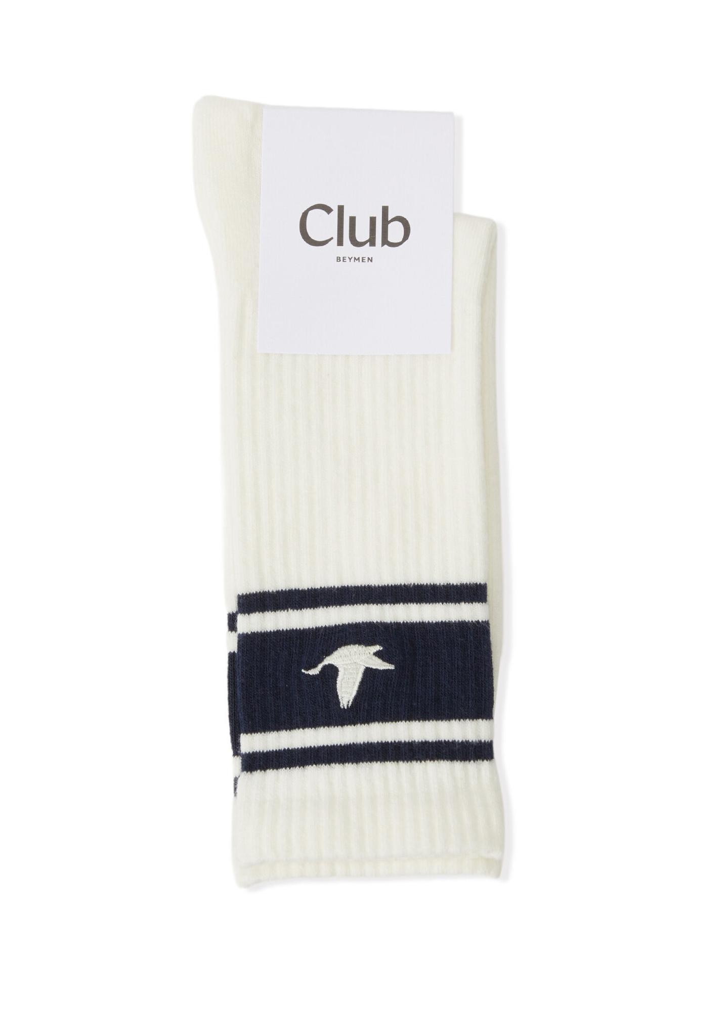 Beymen Club Erkek Beyaz Logo Nakışlı Spor Çorap