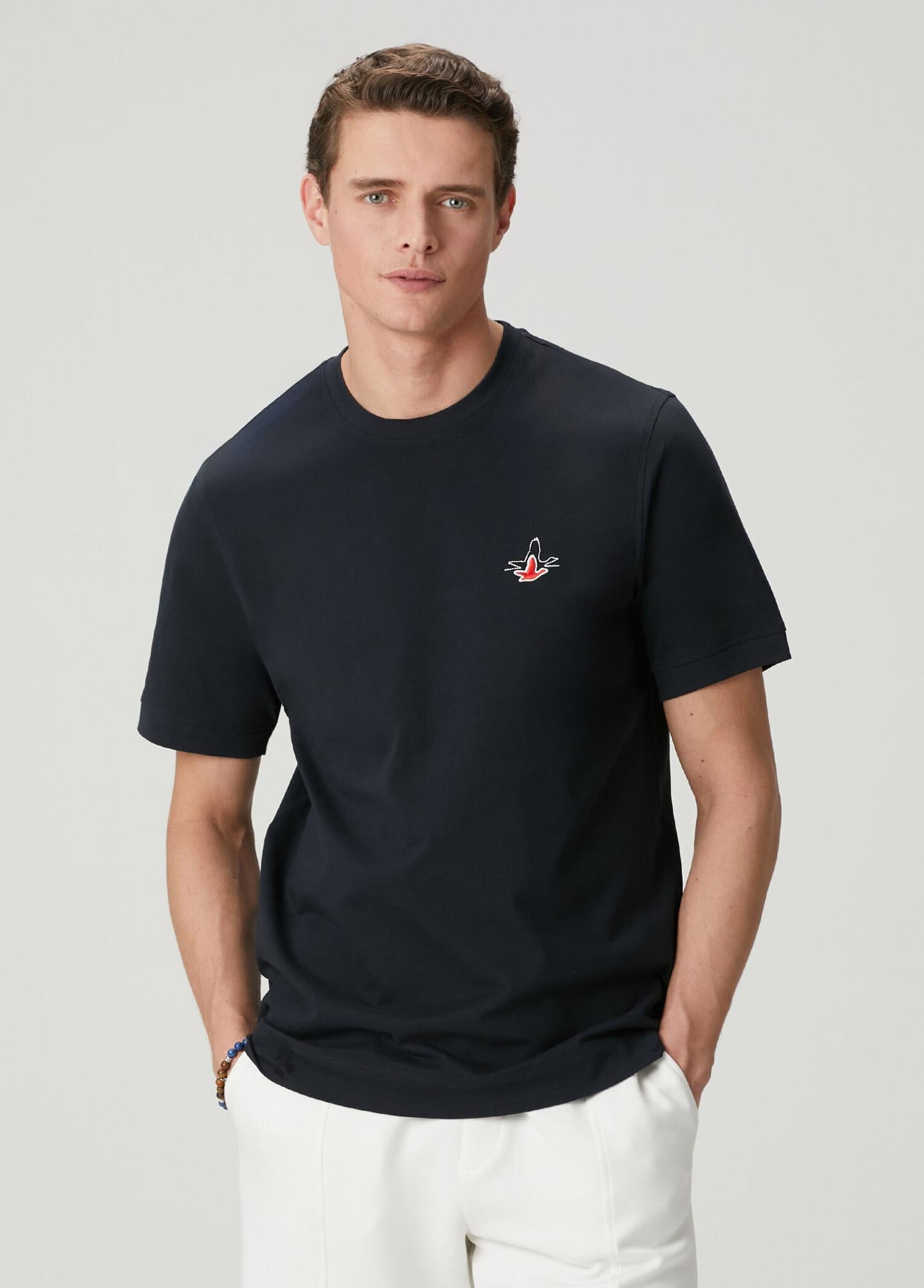 Beymen Club Erkek Lacivert Relax Fit Lycralı Pike -Tshirt