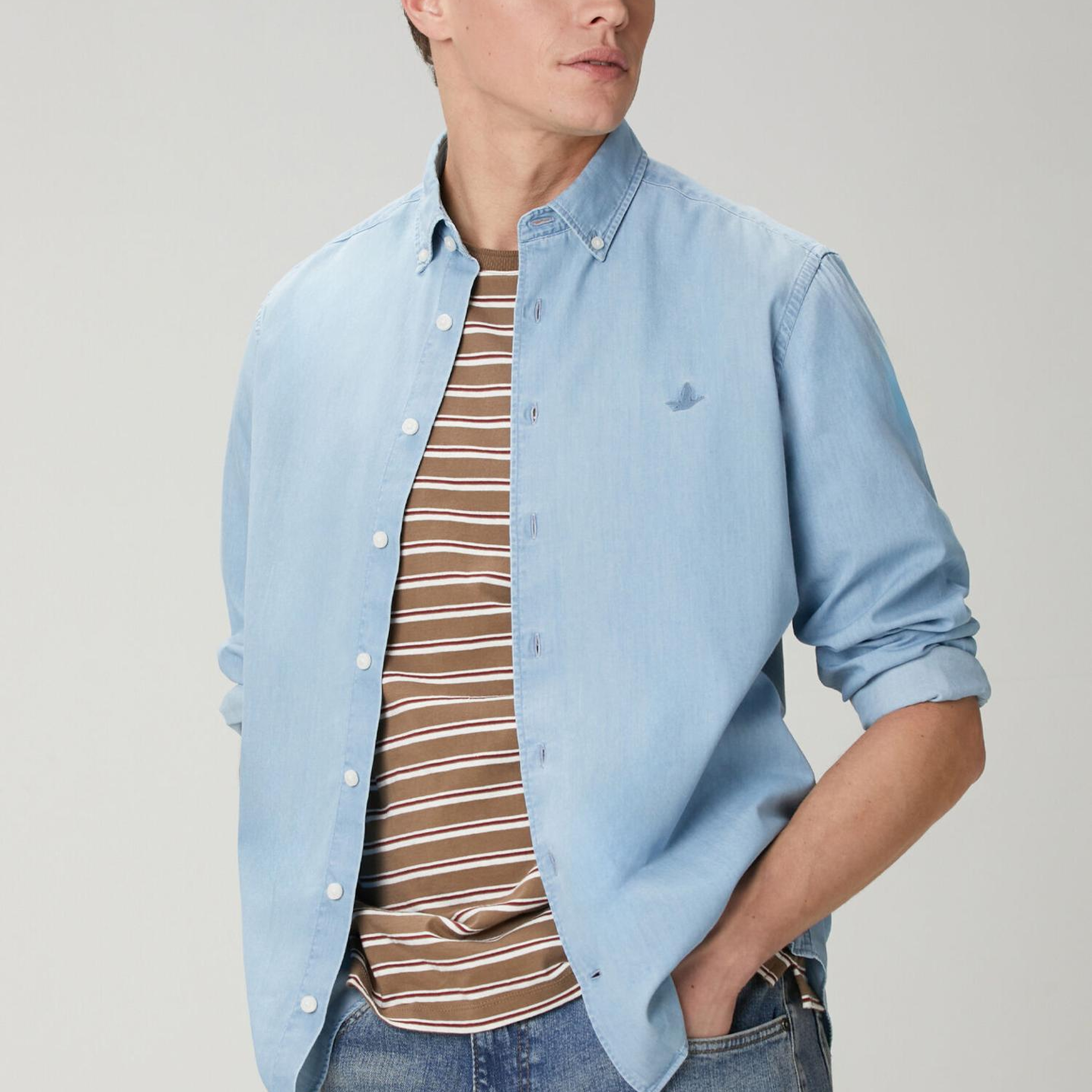 Beymen Club Erkek Mavi Yıkamalı Comfort Fit Jean Gömlek