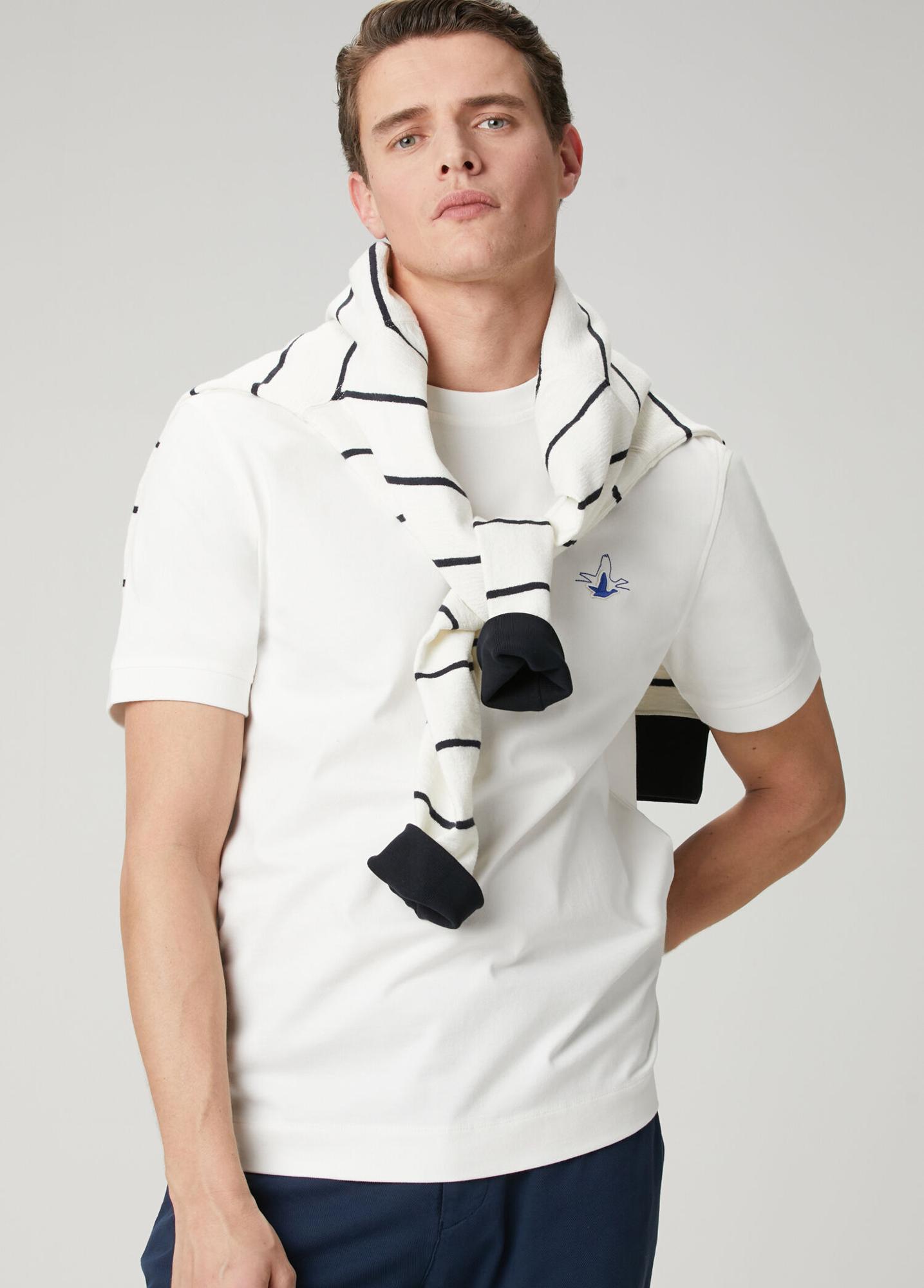 Beymen Club Erkek Kırık Beyaz Relax Fit Lycralı Pike -Tshirt