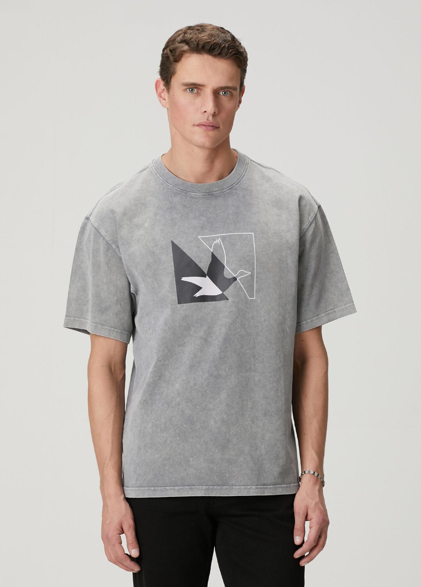 Beymen Club Erkek Antrasit Logolu Oversize T-shirt