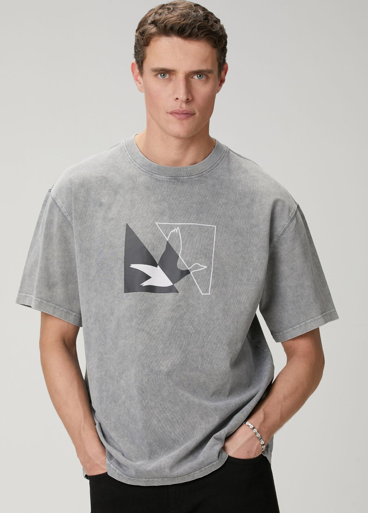 Beymen Club Erkek Antrasit Logolu Oversize T-shirt