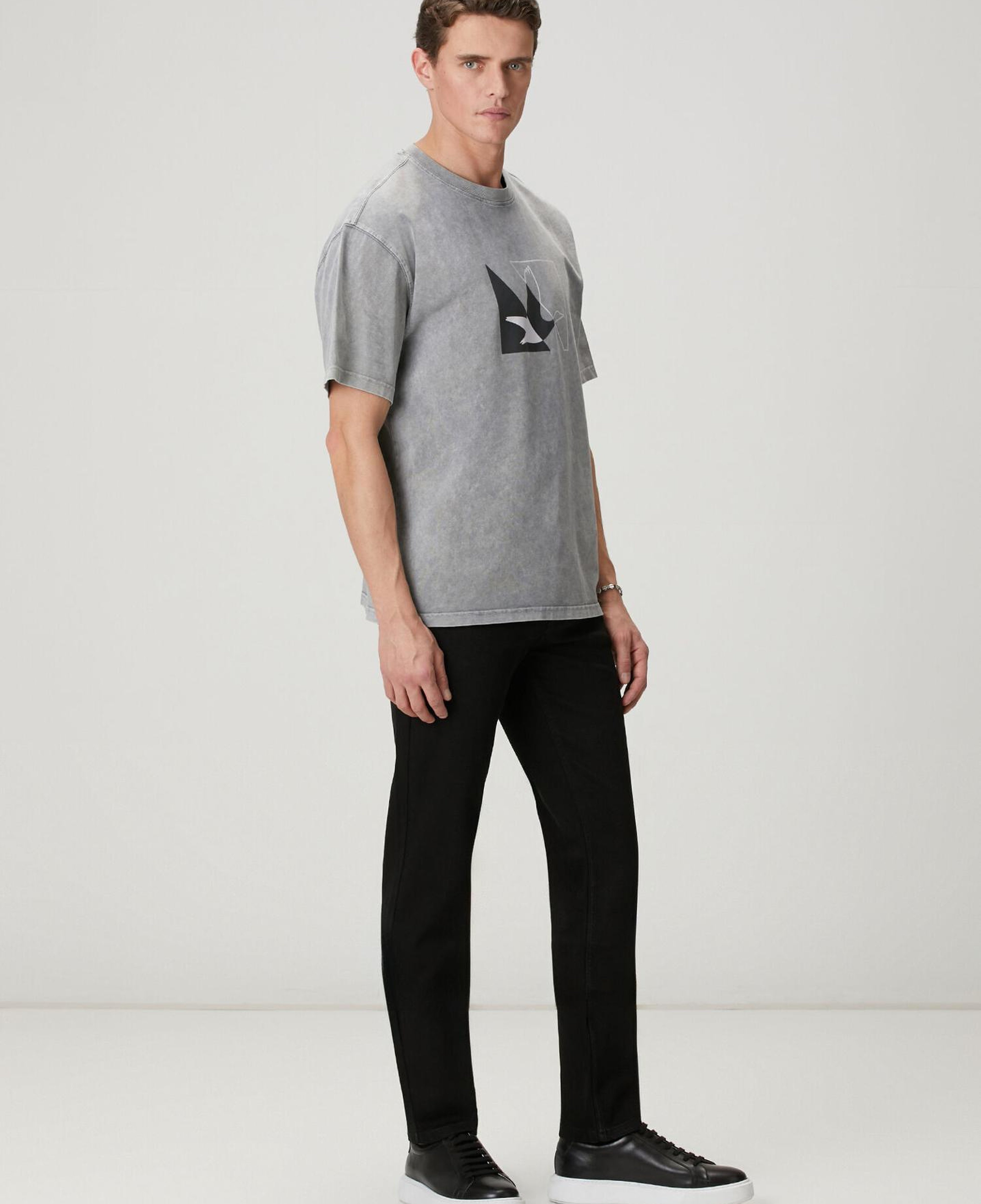 Beymen Club Erkek Antrasit Logolu Oversize T-shirt