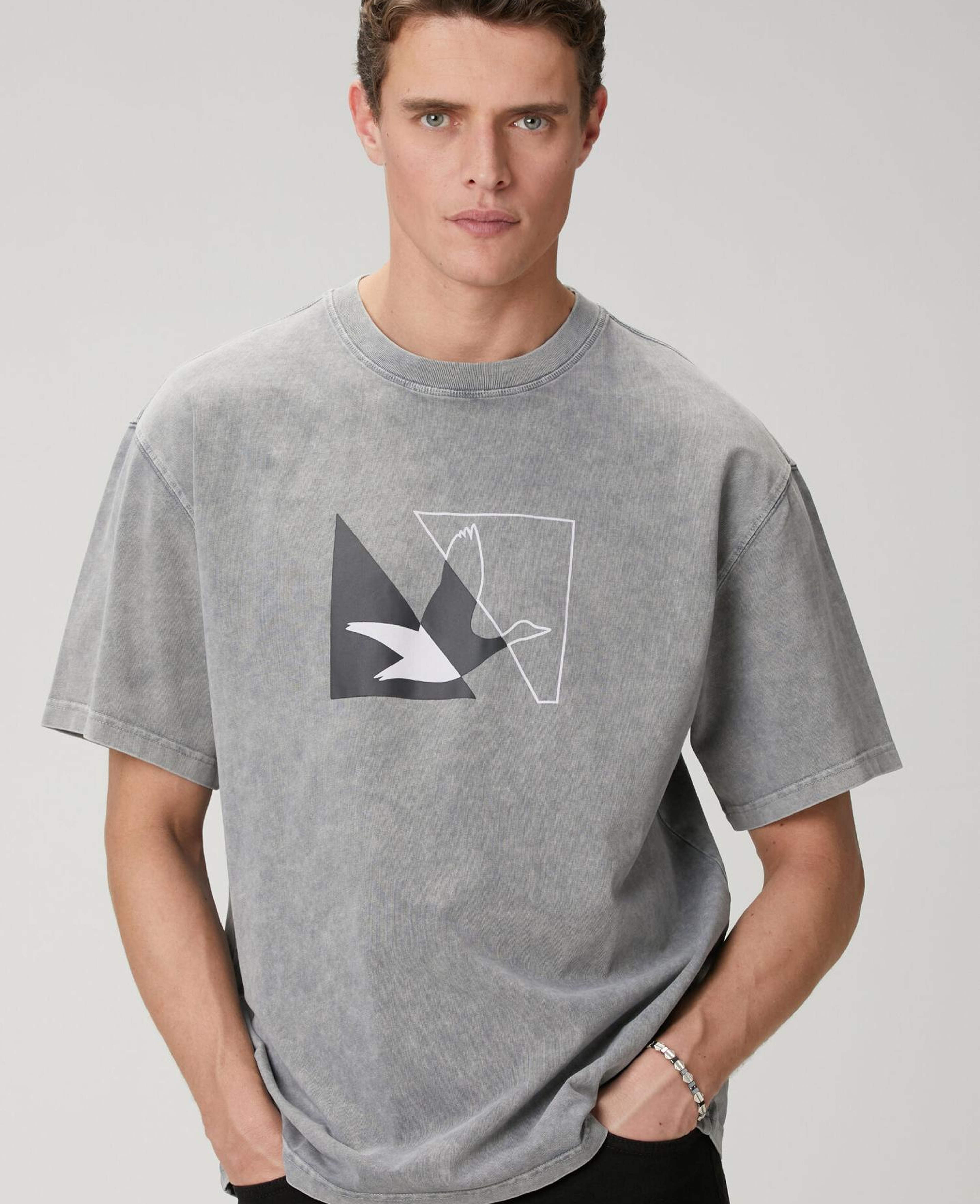 Beymen Club Erkek Antrasit Logolu Oversize T-shirt
