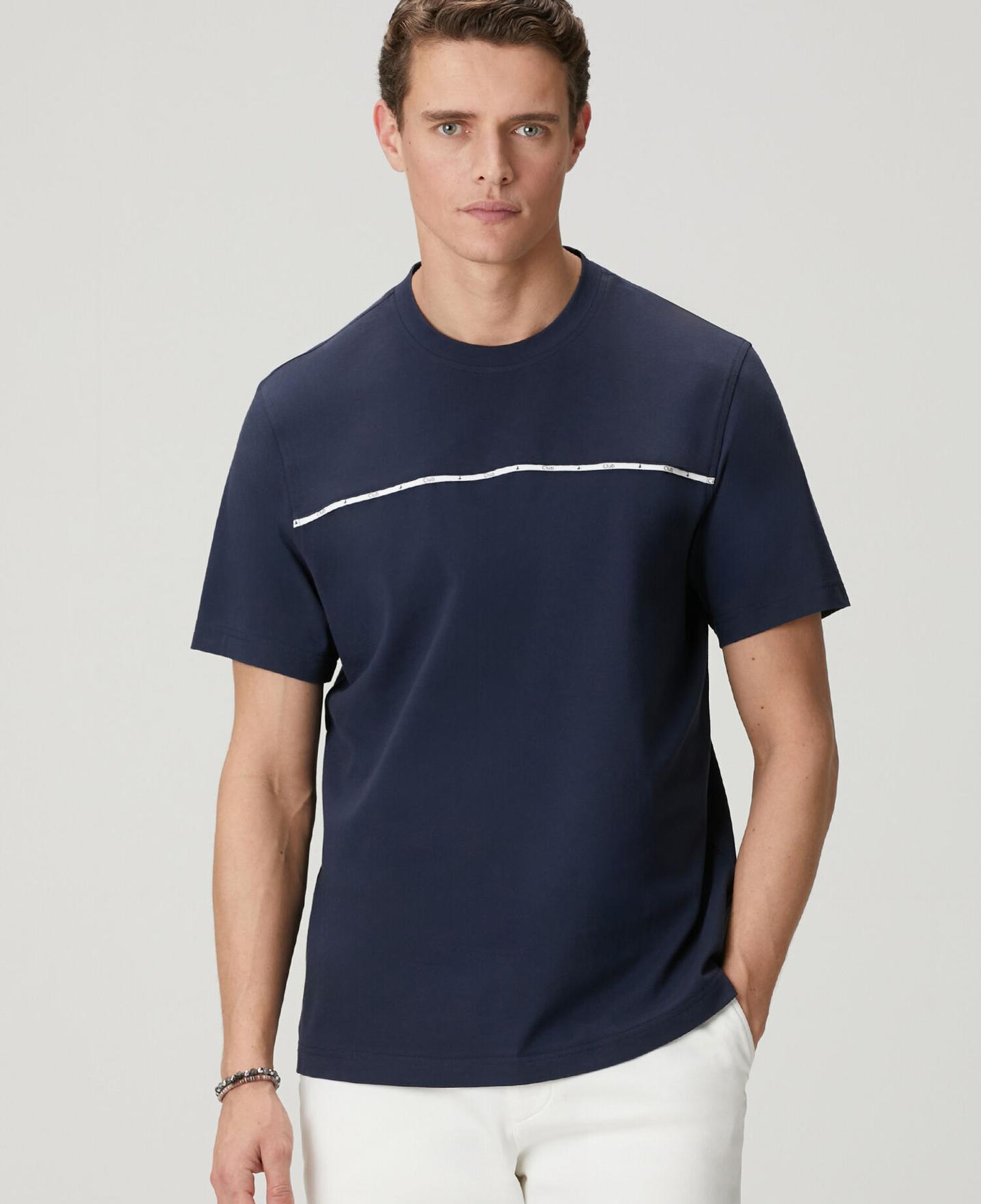 Beymen Club Erkek Lacivert Relax Fit Biye Detaylı Pike T-shirt