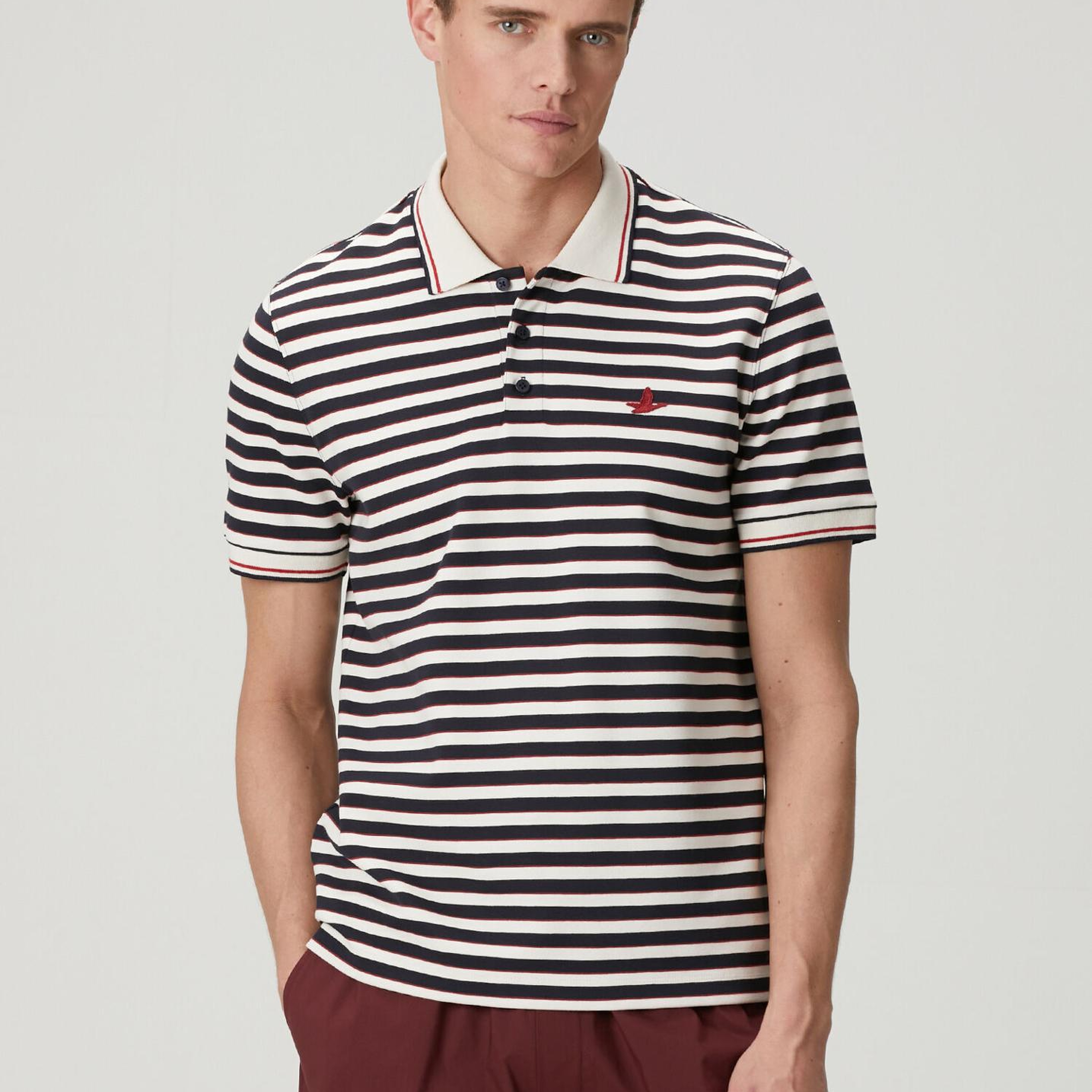 Beymen Club Erkek Lacivert Beyaz Comfort Fit Çizgili Polo T-shirt