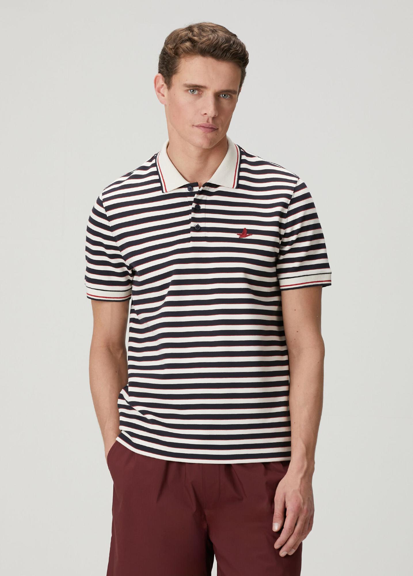 Beymen Club Erkek Lacivert Beyaz Comfort Fit Çizgili Polo T-shirt