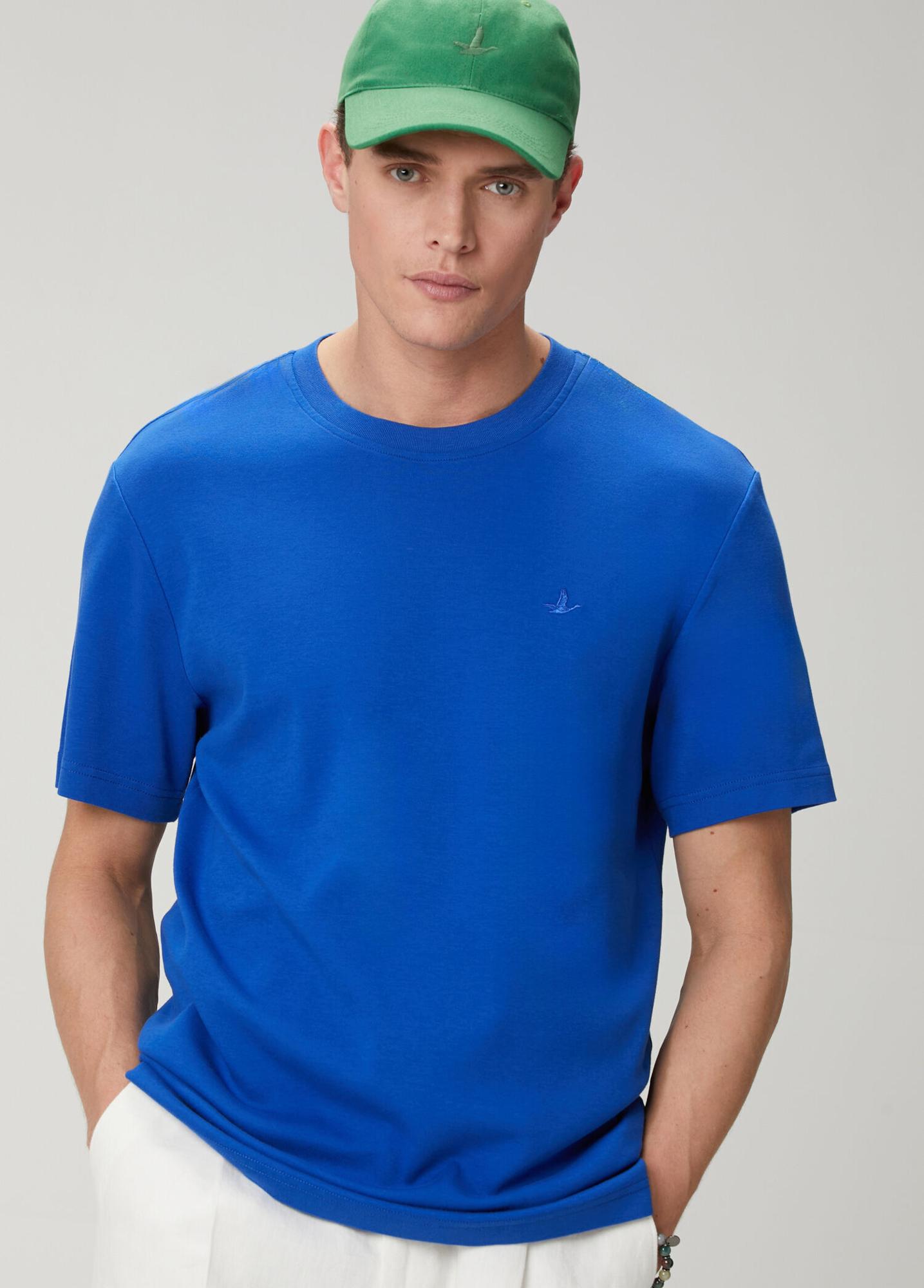 Beymen Club Erkek Saks Relax Fit Interlock Basic T-shirt