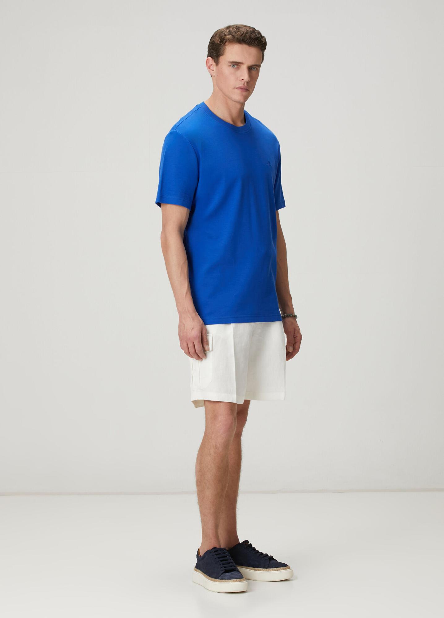 Beymen Club Erkek Saks Relax Fit Interlock Basic T-shirt