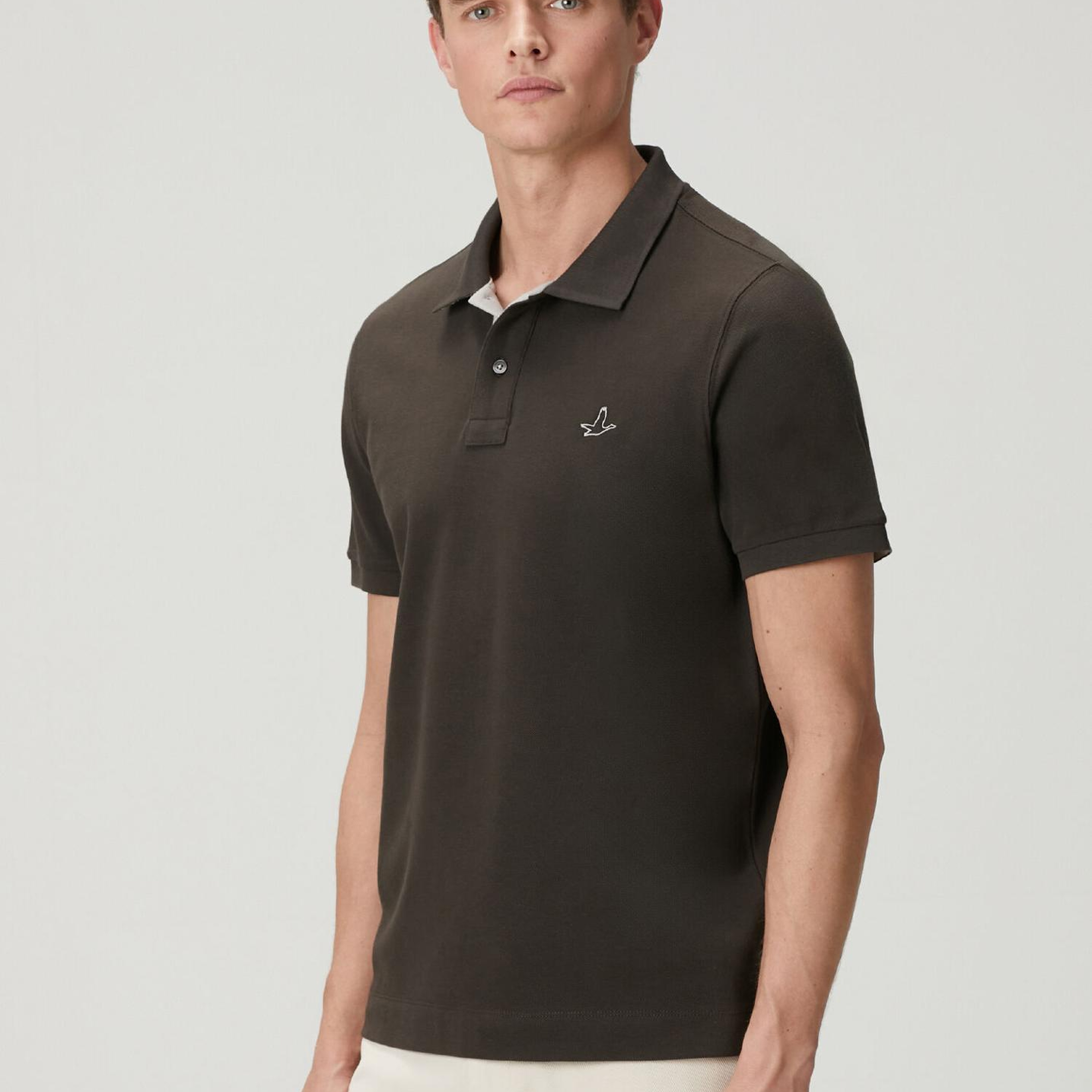 Beymen Club Erkek Kahverengi Comfort Fit Yaka Altı Baskılı Polo T-sh