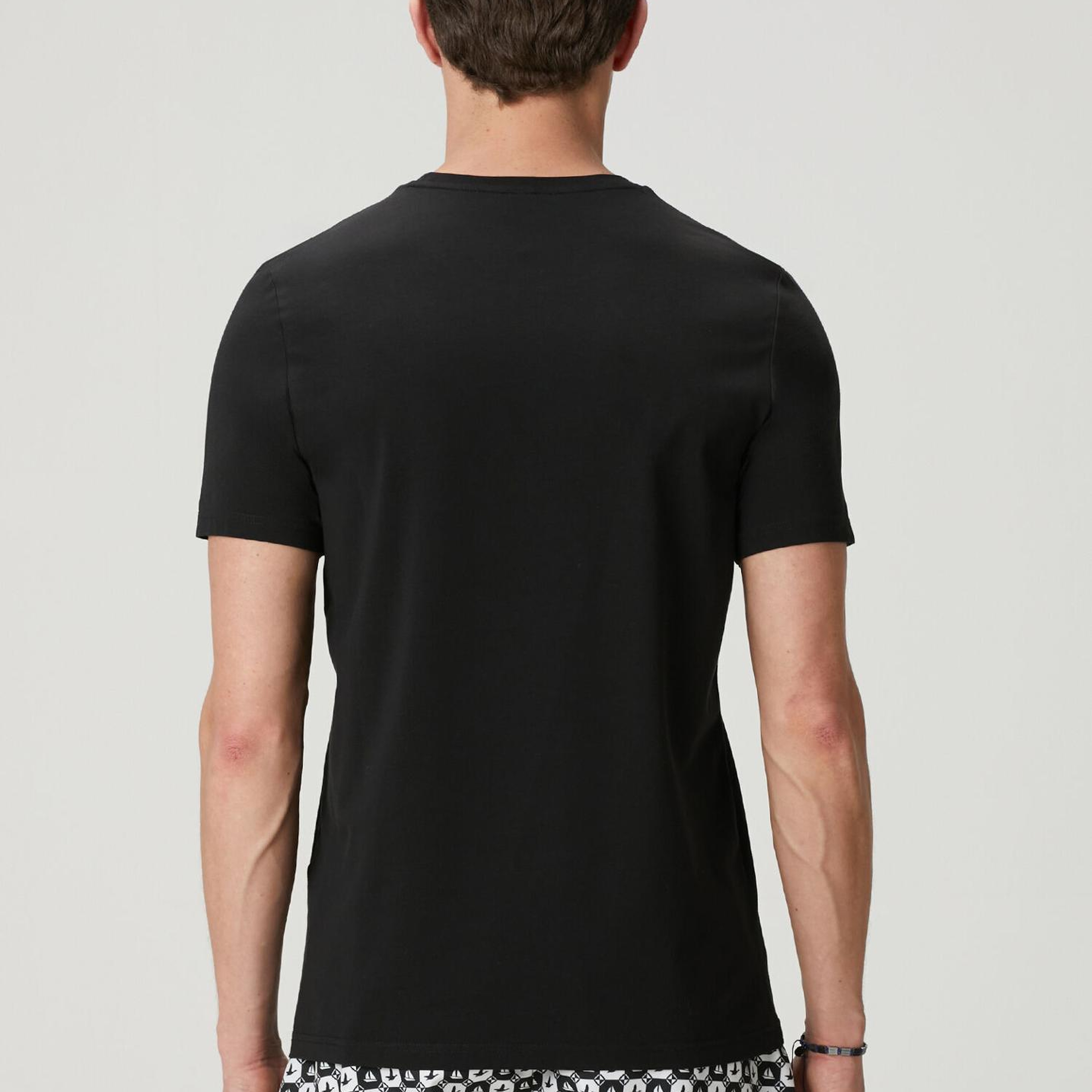 Beymen Club Erkek Siyah Relax Fit Flok Kaz Baskılı T-shirt