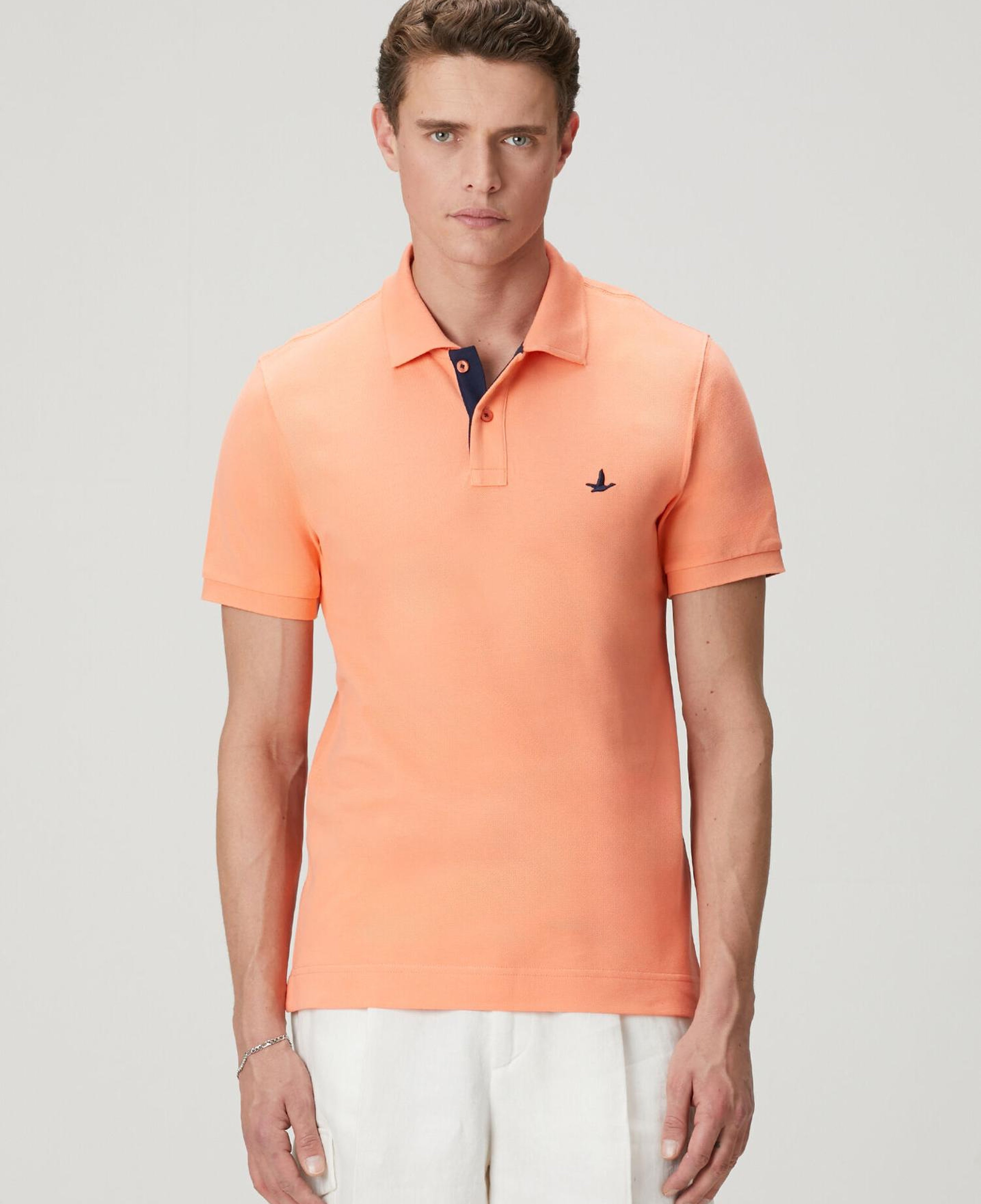Beymen Club Erkek Somon Slim Fit Yaka Altı Baskılı Basic Polo Tshirt