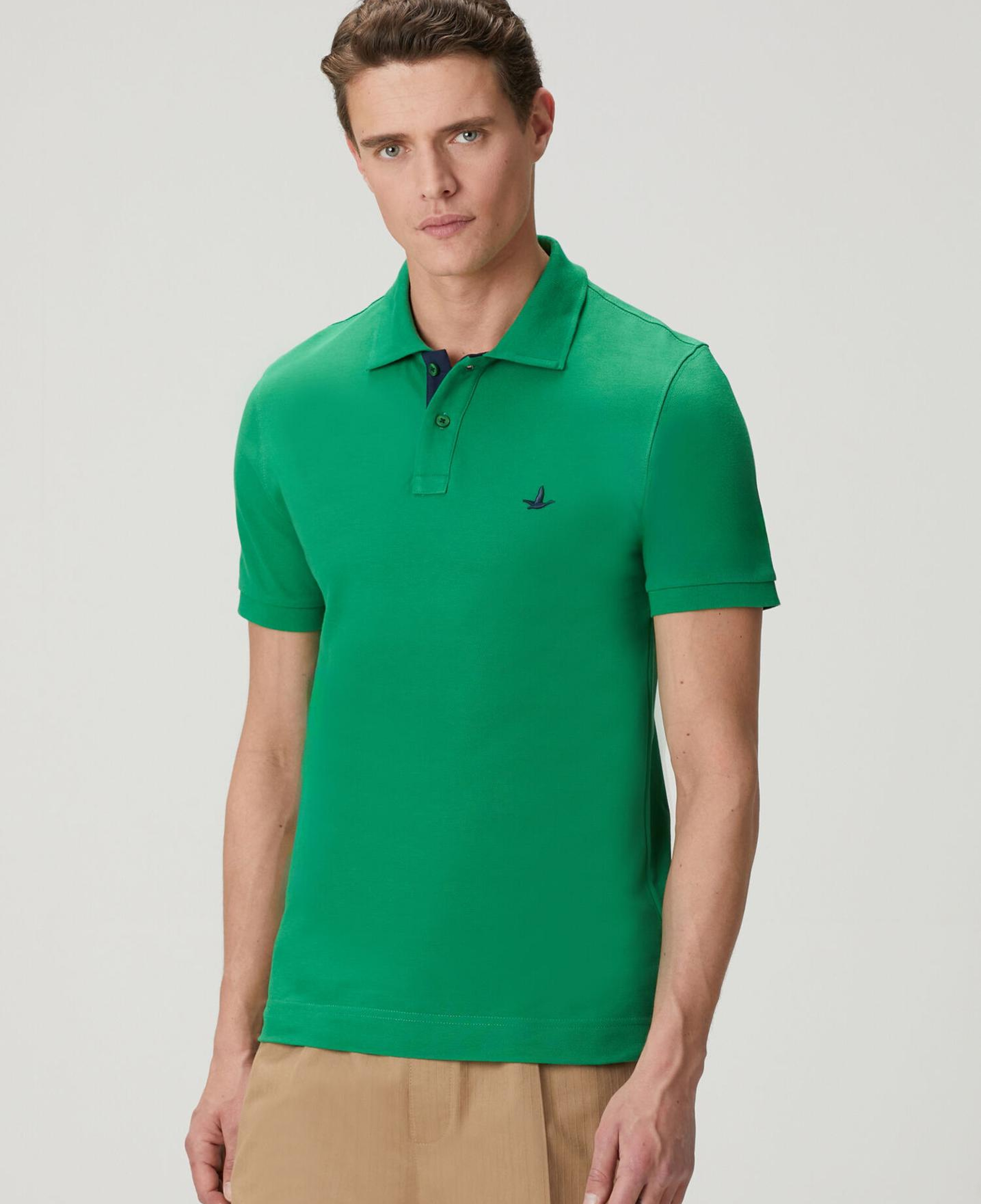 Beymen Club Erkek Yeşil Slim Fit Yaka Altı Baskılı Basic Polo Tshirt