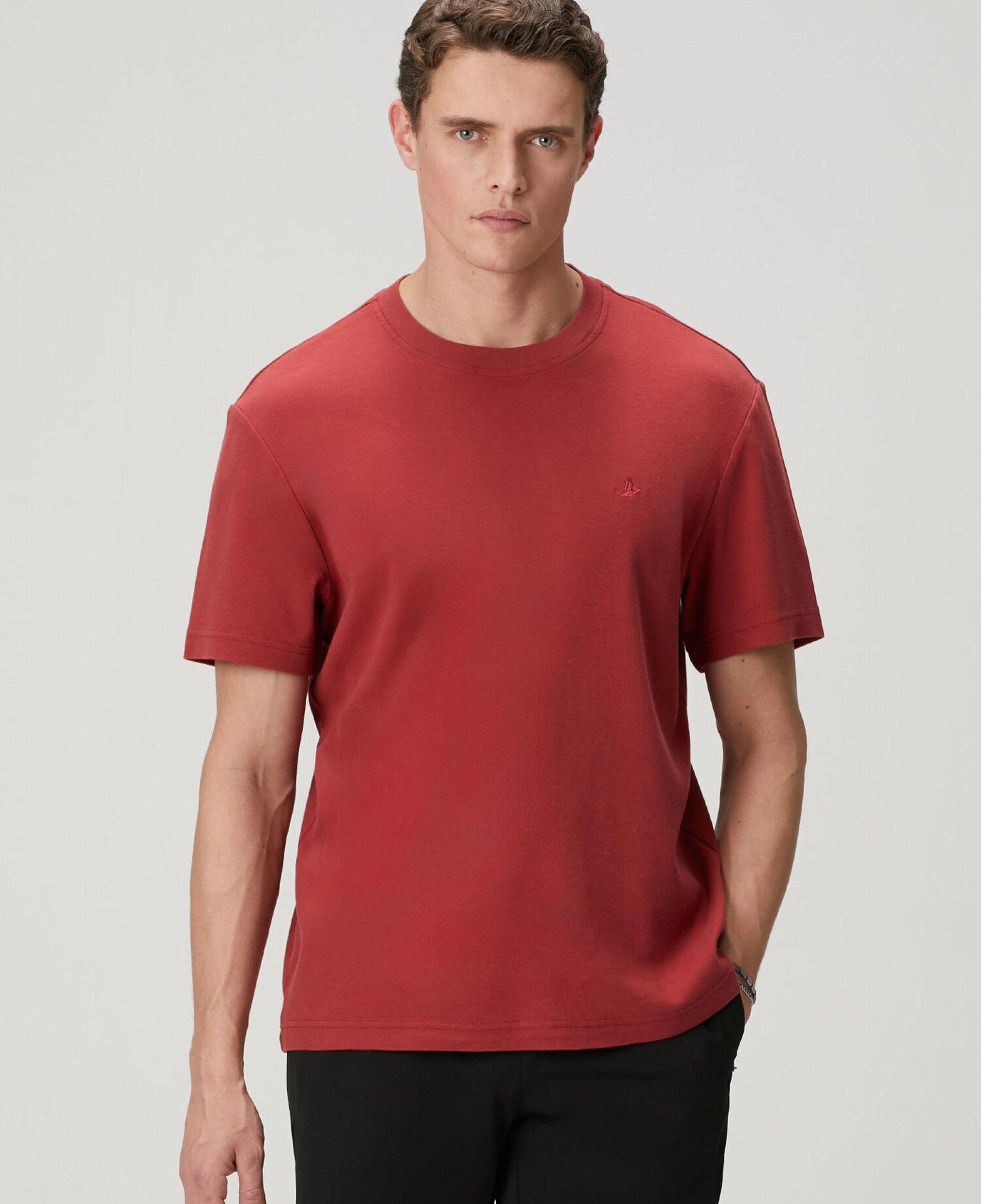 Beymen Club Erkek Mürdüm Relax Fit Interlock Basic T-shirt