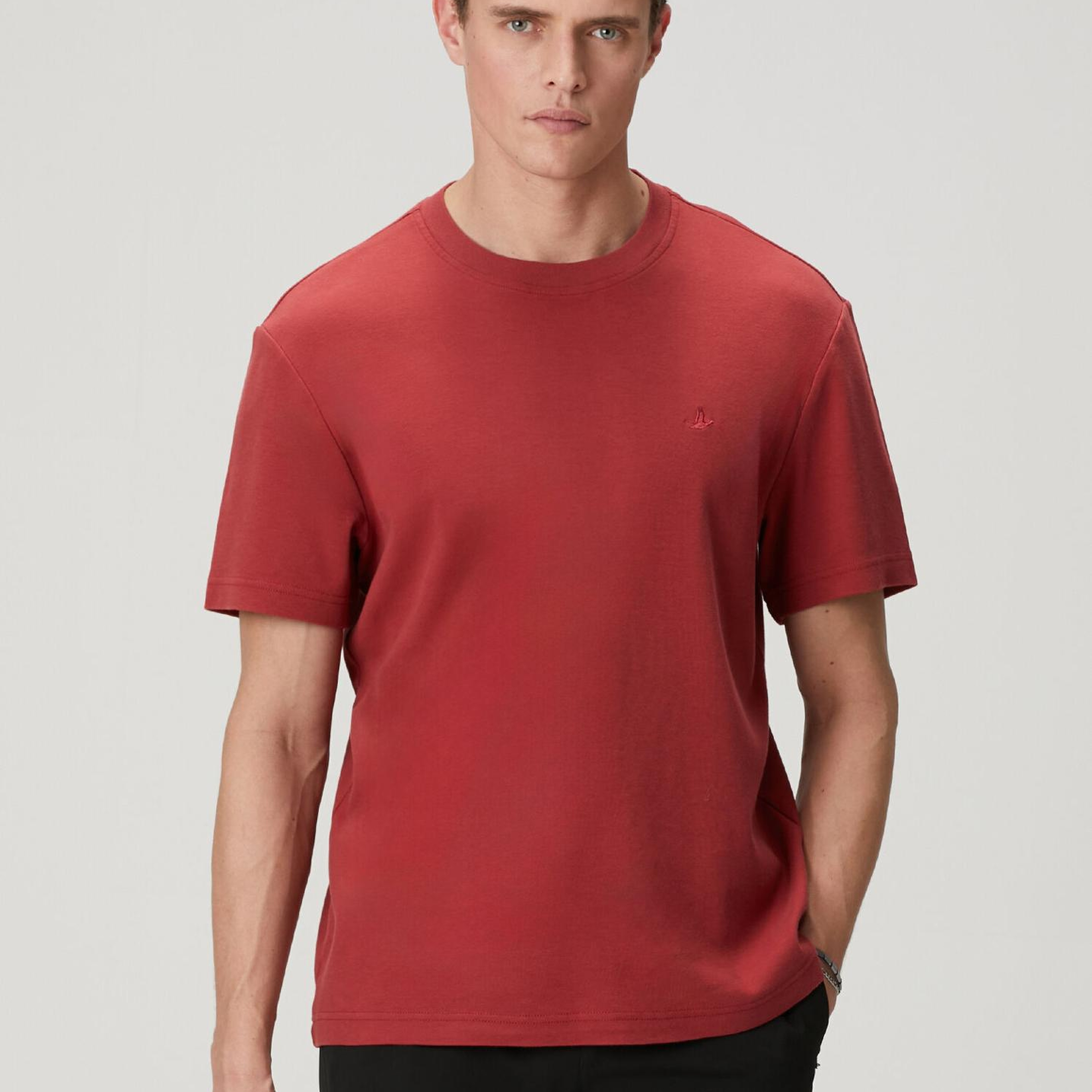 Beymen Club Erkek Mürdüm Relax Fit Interlock Basic T-shirt