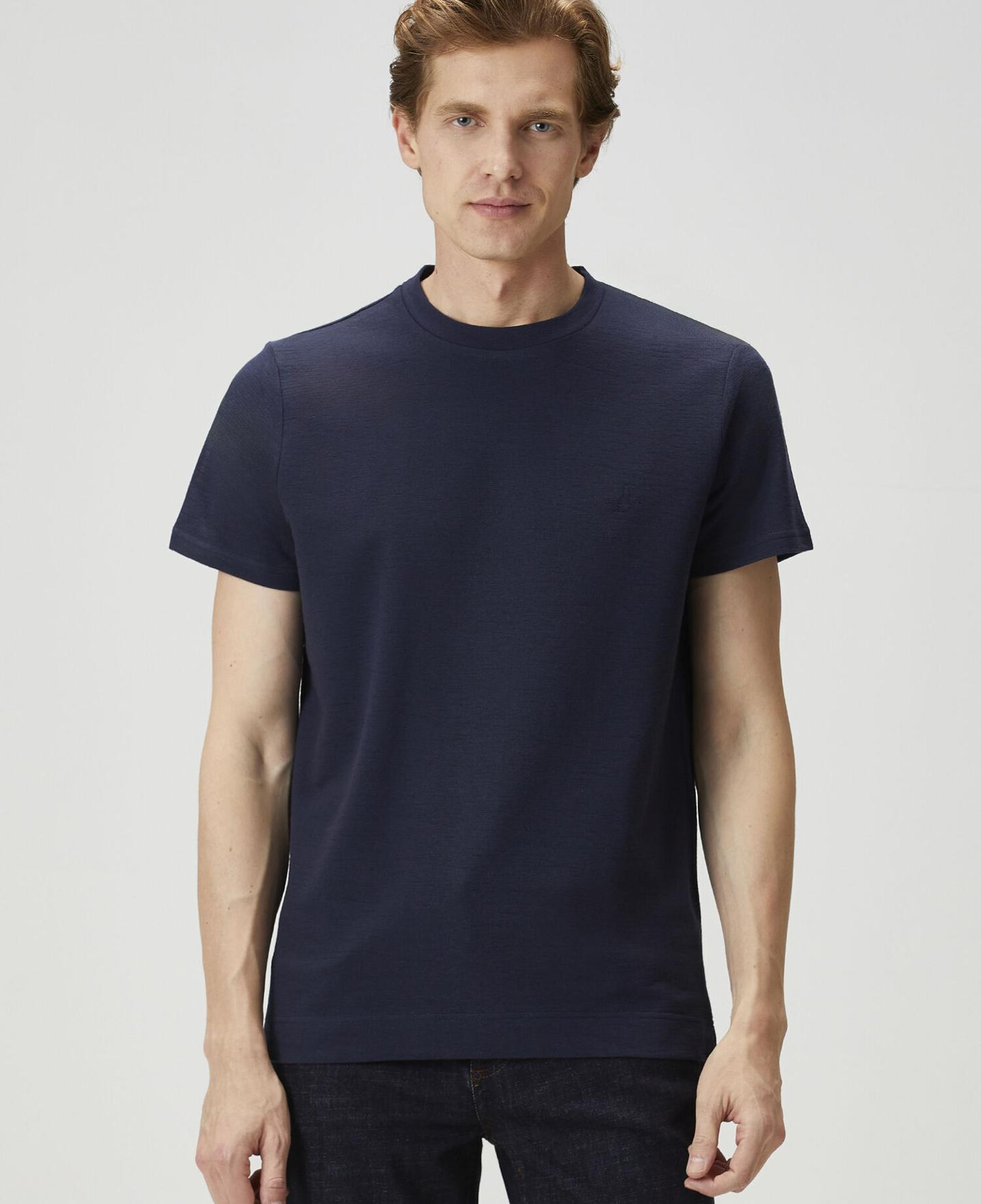Beymen Club Erkek Relax Fit Flam Görünümlü Lacivert T-shirt