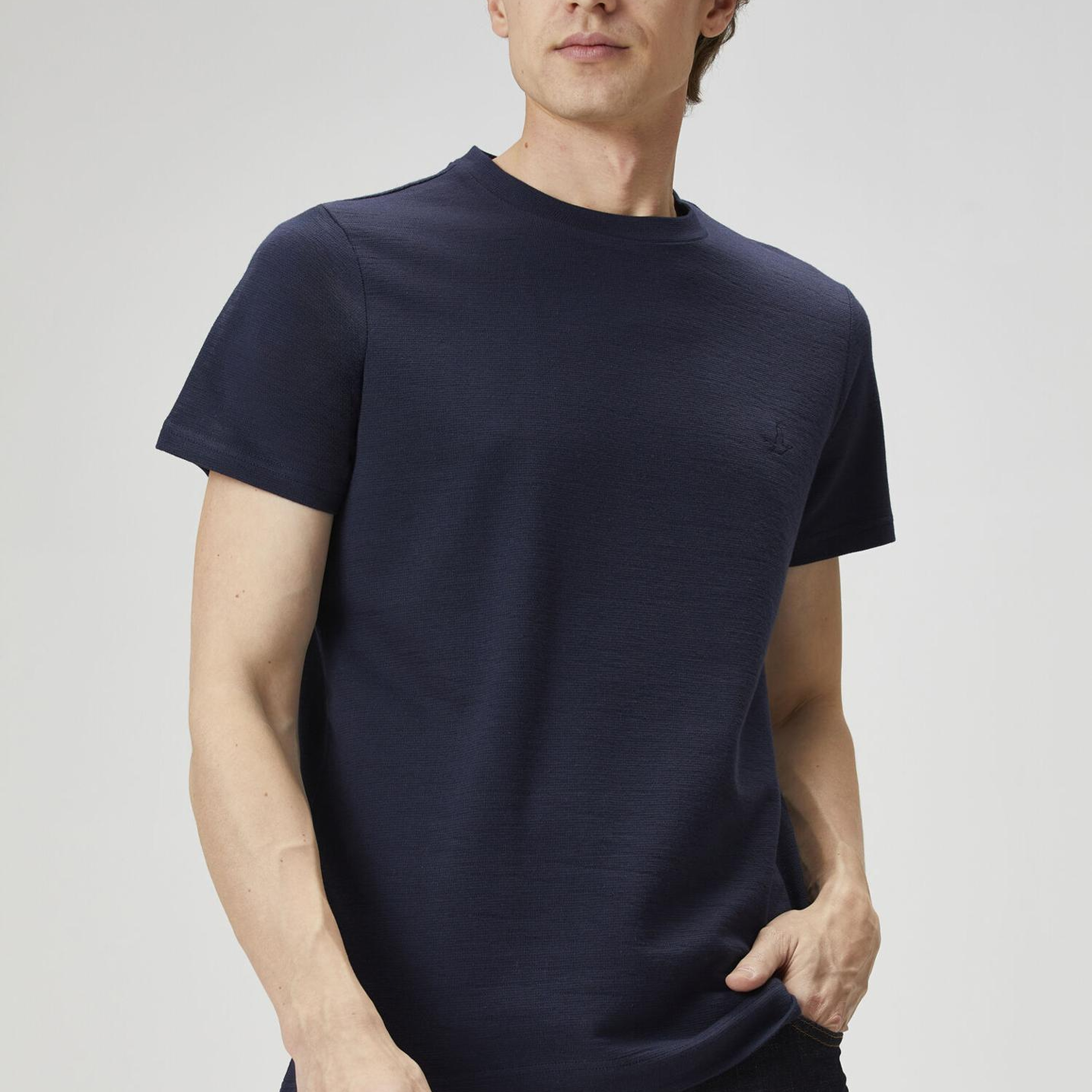 Beymen Club Erkek Relax Fit Flam Görünümlü Lacivert T-shirt