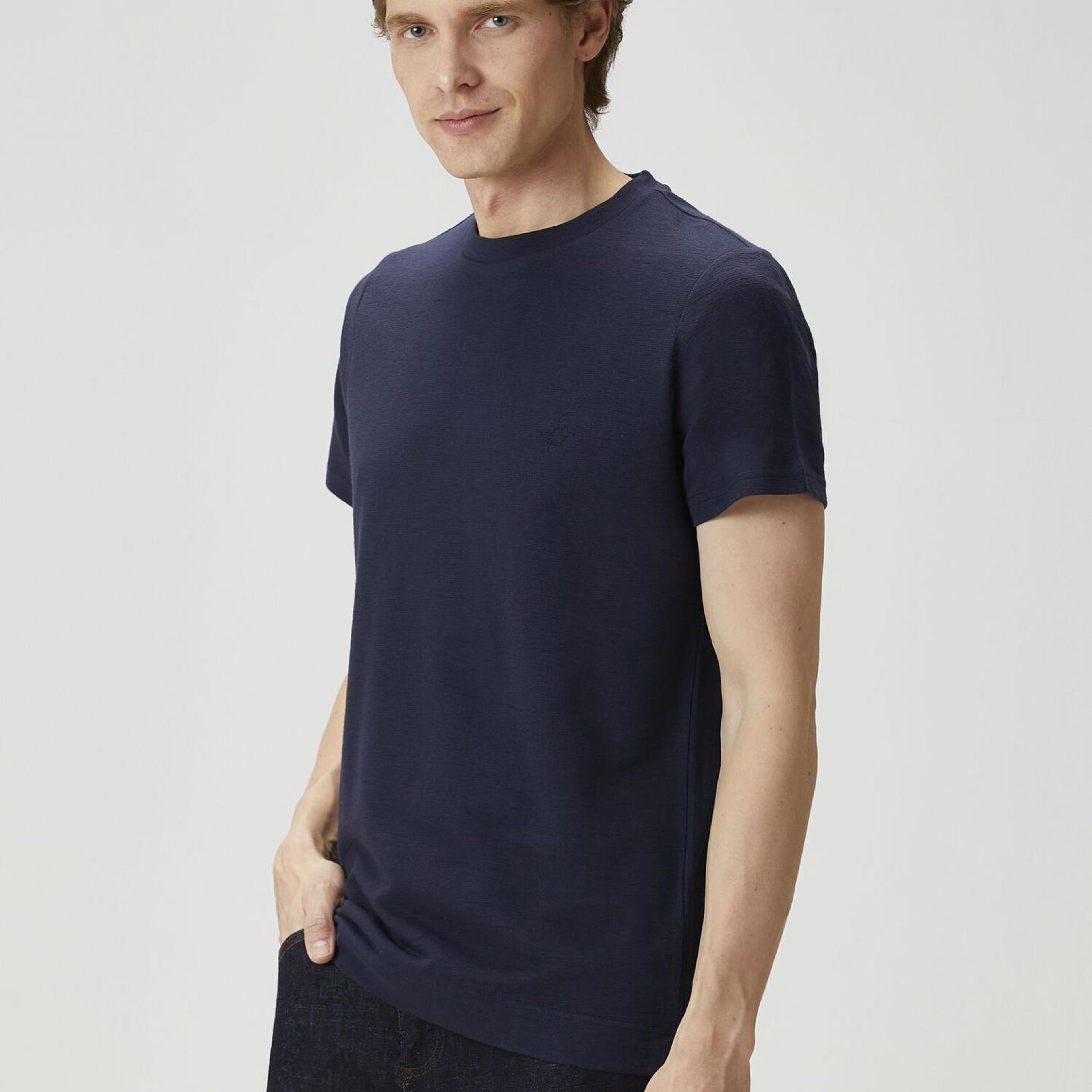Beymen Club Erkek Relax Fit Flam Görünümlü Lacivert T-shirt