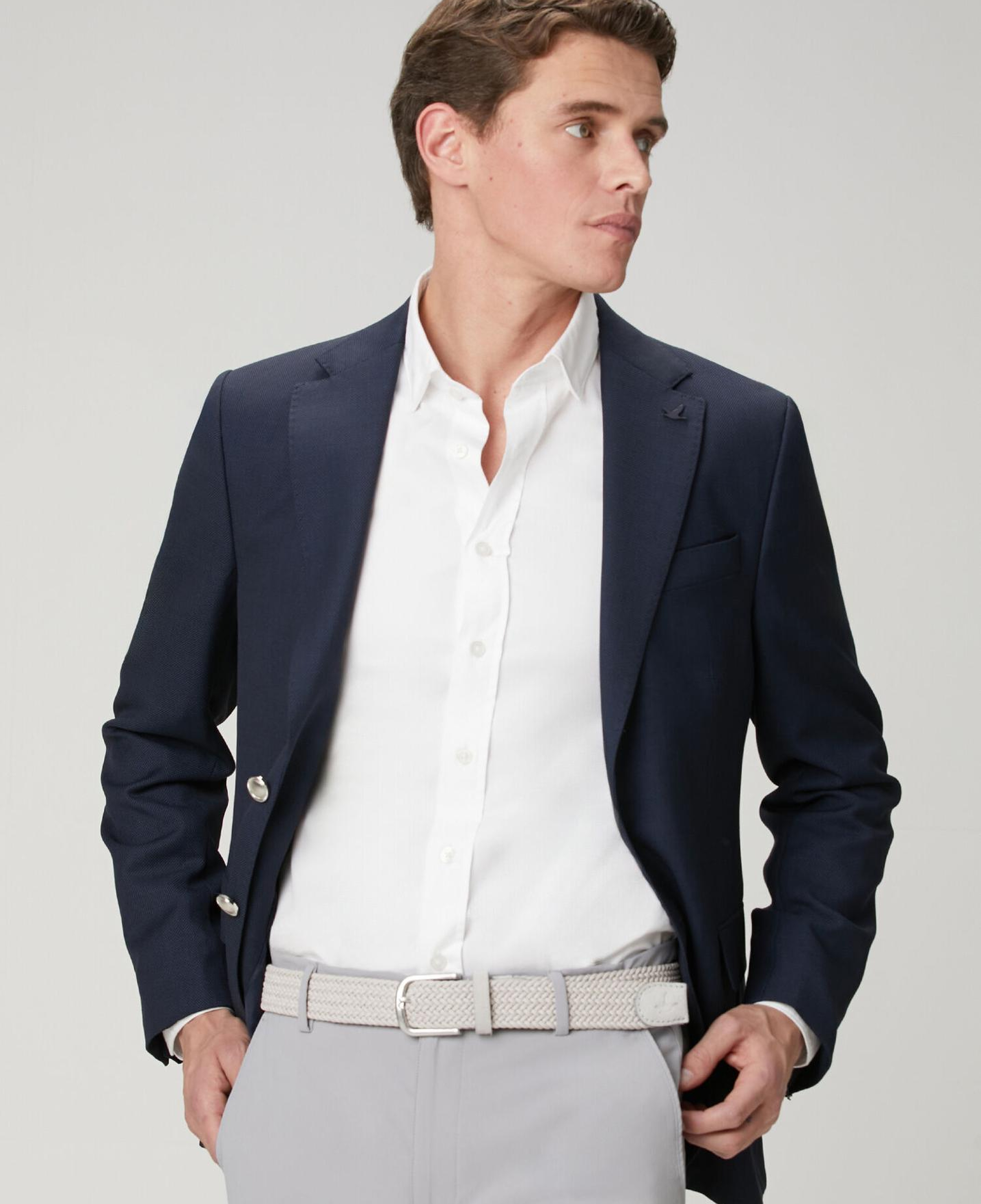 Beymen Club Erkek Lacivert Mini Petek Dokulu Yün Dokuma Blazer