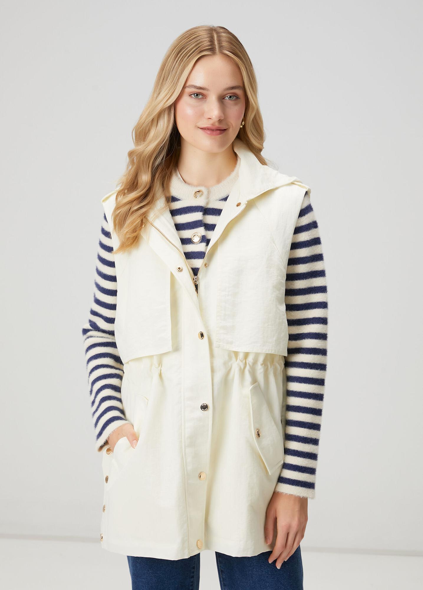 Beymen Club Kadın Ekru Rüzgarlık Detaylı Uzun Yelek