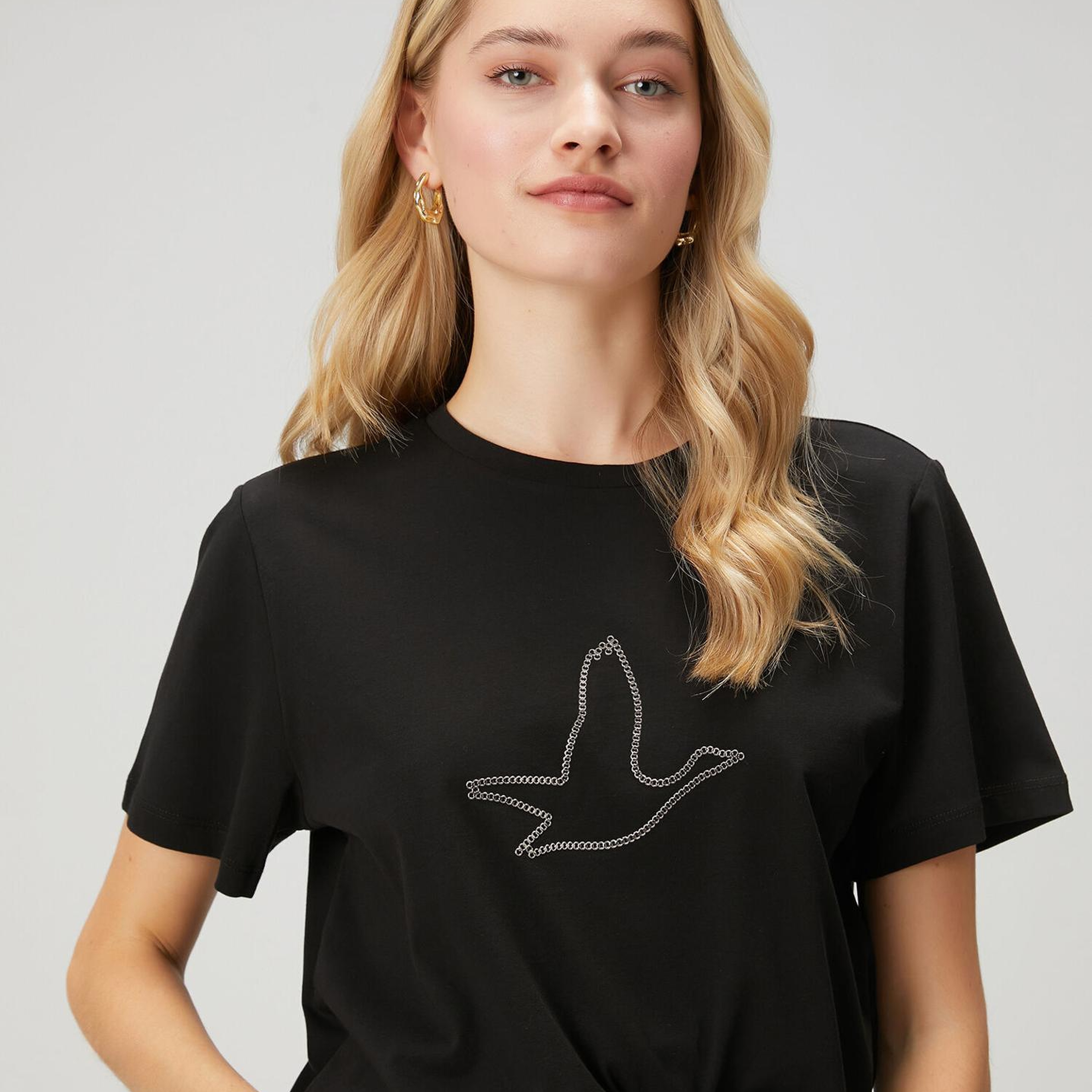 Beymen Club Kadın Siyah Zincir Logolu T-shirt