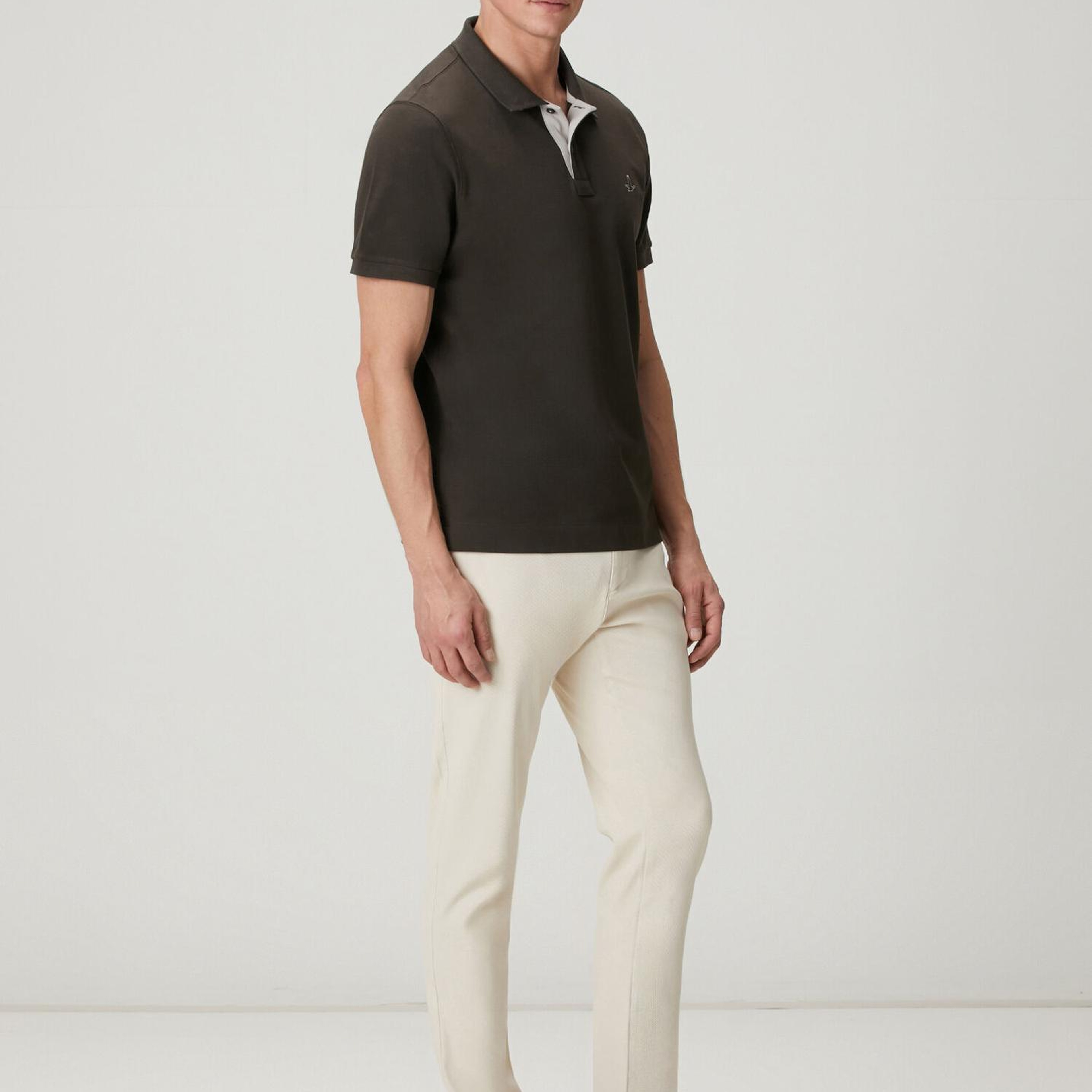 Beymen Club Erkek Kahverengi Comfort Fit Yaka Altı Baskılı Polo T-sh