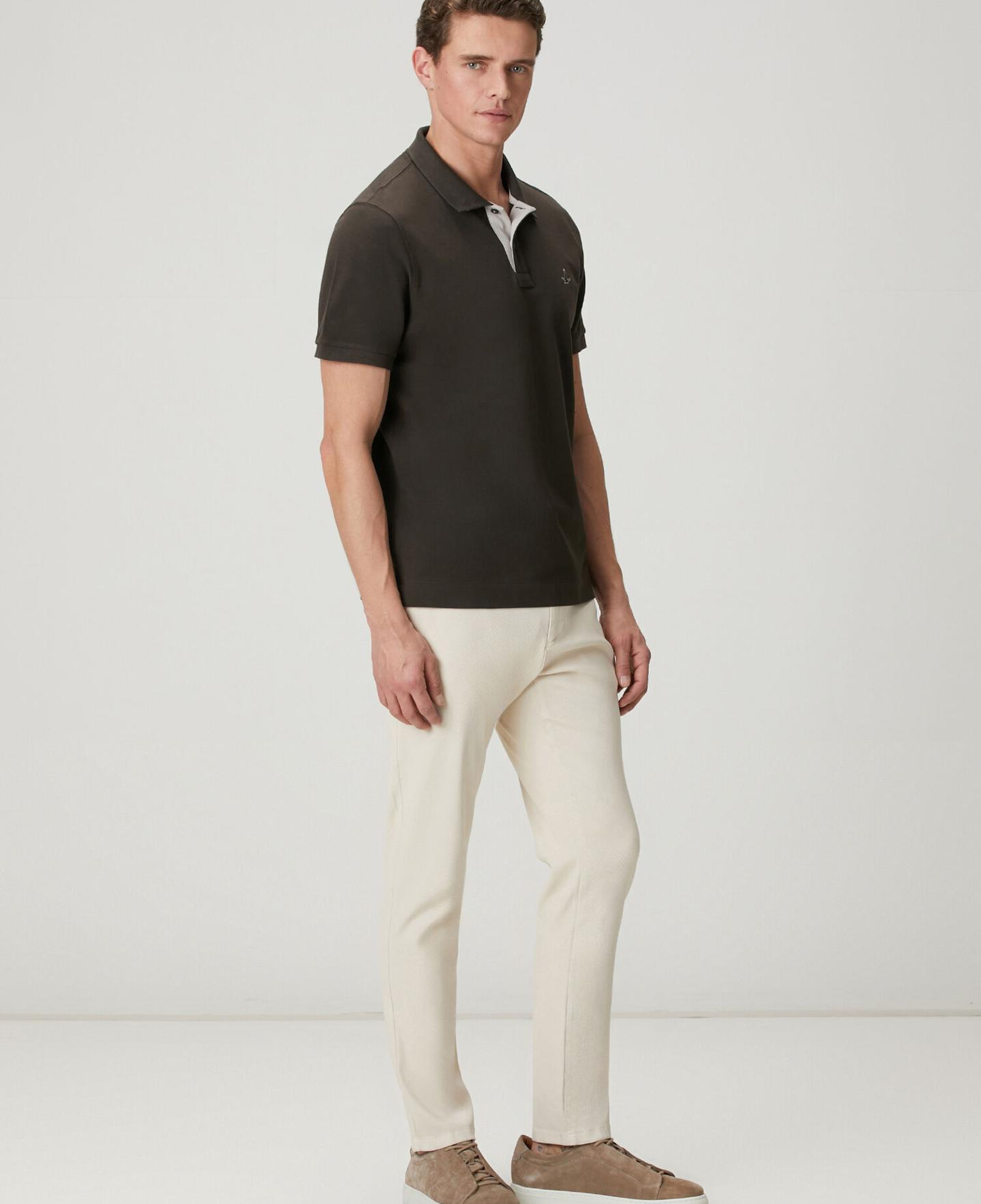Beymen Club Erkek Kahverengi Comfort Fit Yaka Altı Baskılı Polo T-sh