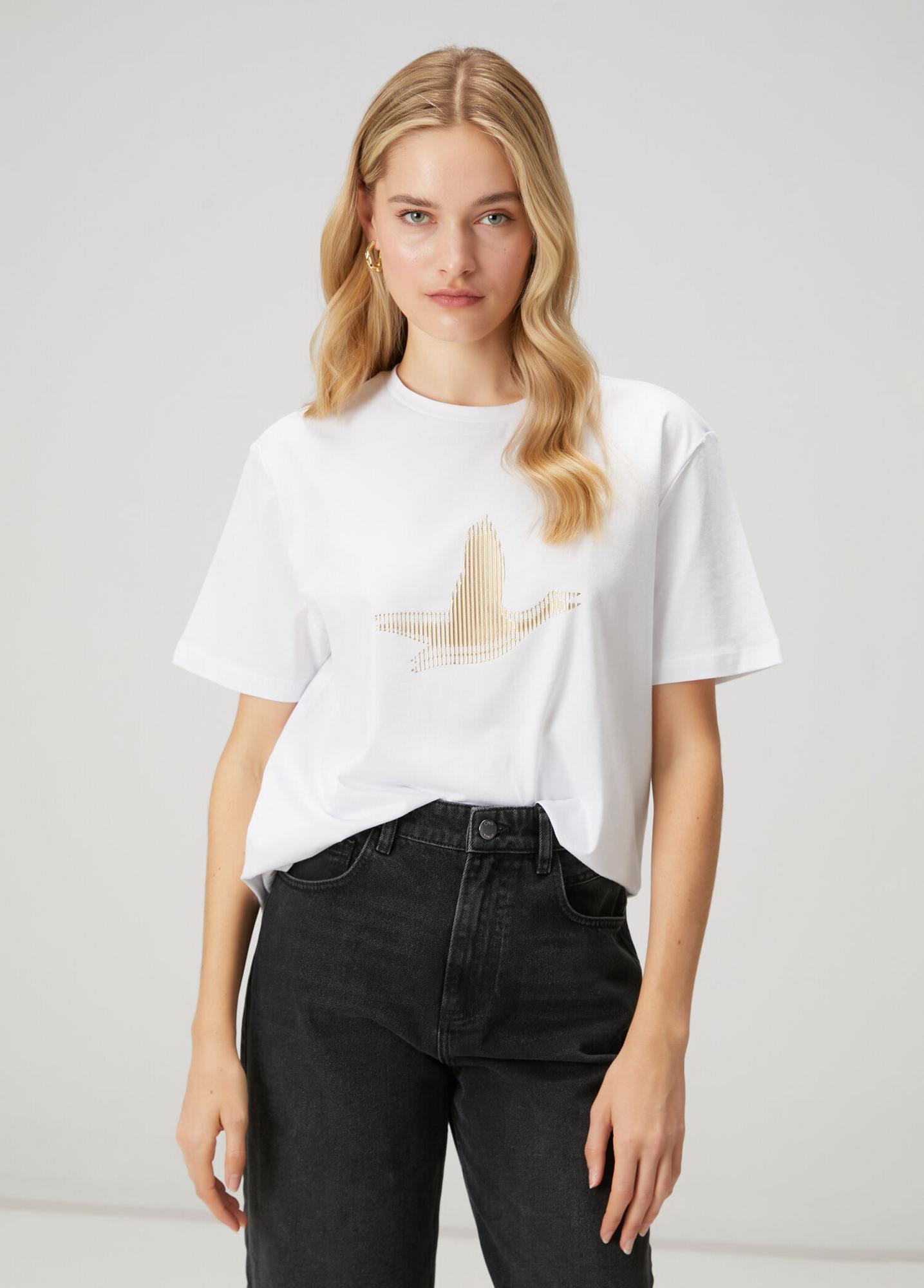 Beymen Club Kadın Beyaz Çizgili Logolu T-shirt