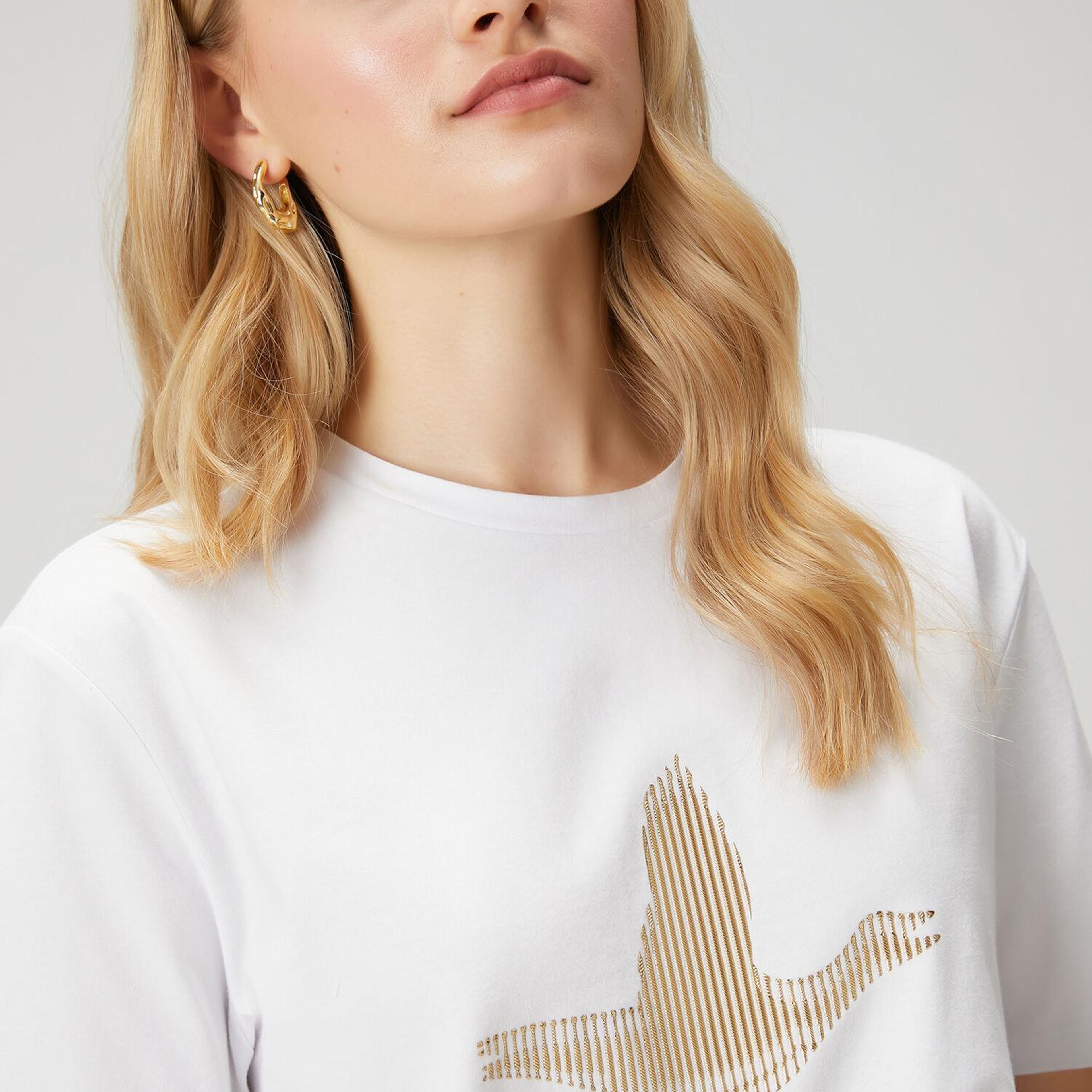 Beymen Club Kadın Beyaz Çizgili Logolu T-shirt