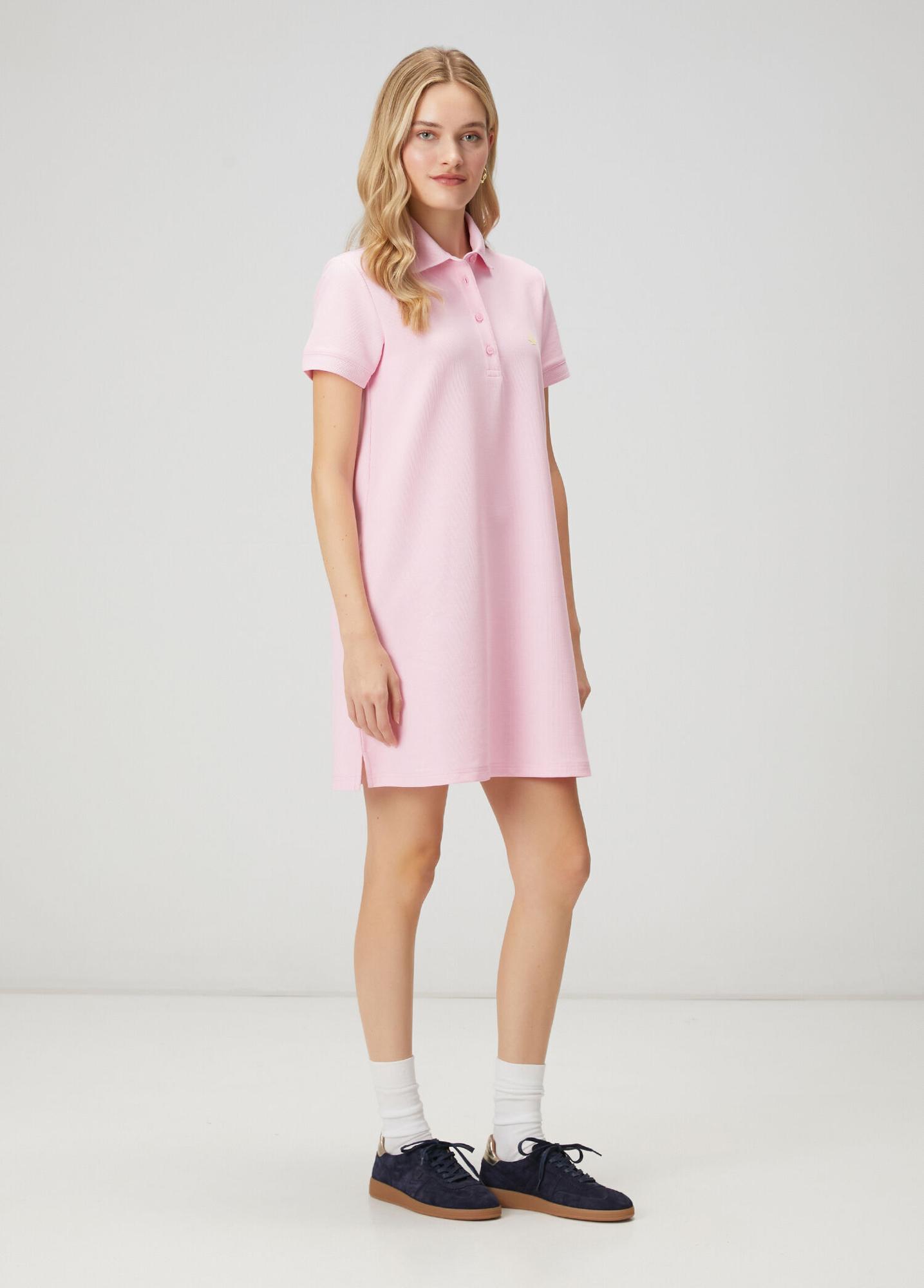 Beymen Club Kadın Pembe Petek Dokulu Mini Polo Elbise