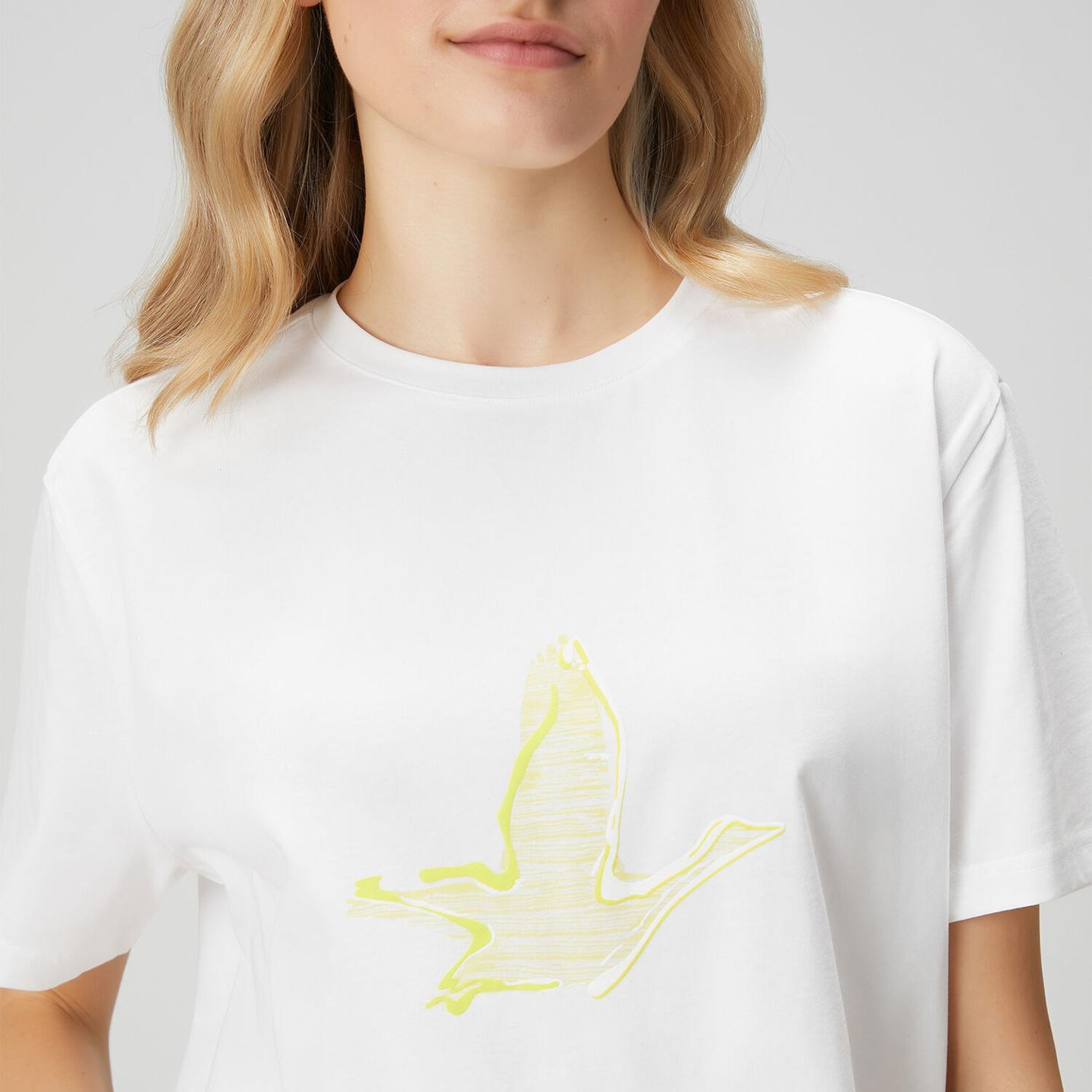 Beymen Club Kadın Kırık Beyaz Sarı Logolu T-shirt