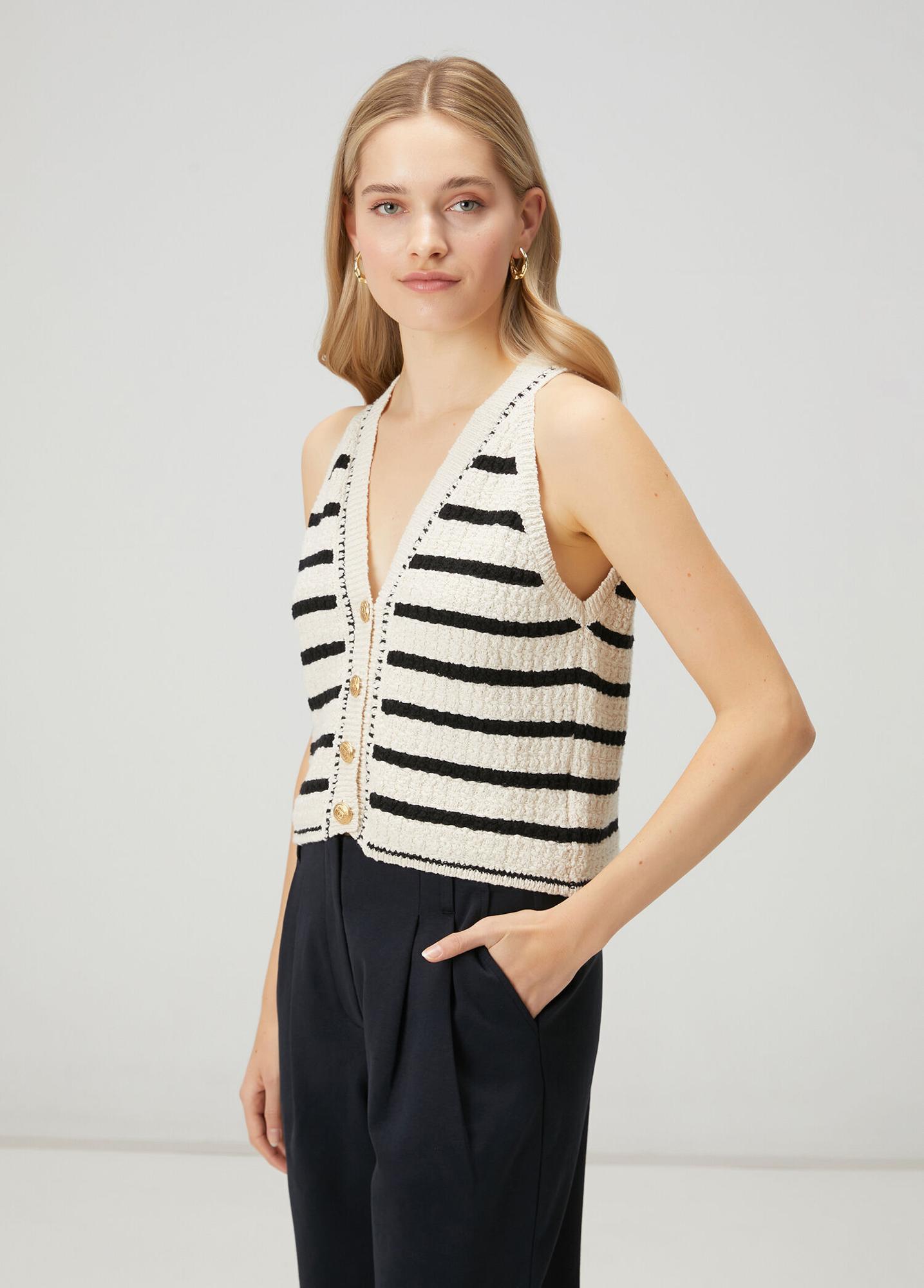 Beymen Club Kadın Kırık Beyaz Siyah Çizgili Yelek