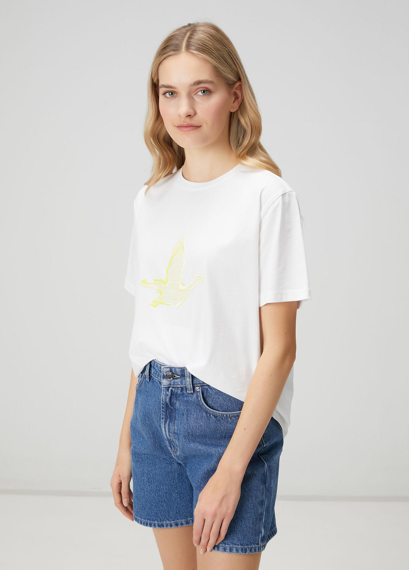 Beymen Club Kadın Kırık Beyaz Sarı Logolu T-shirt