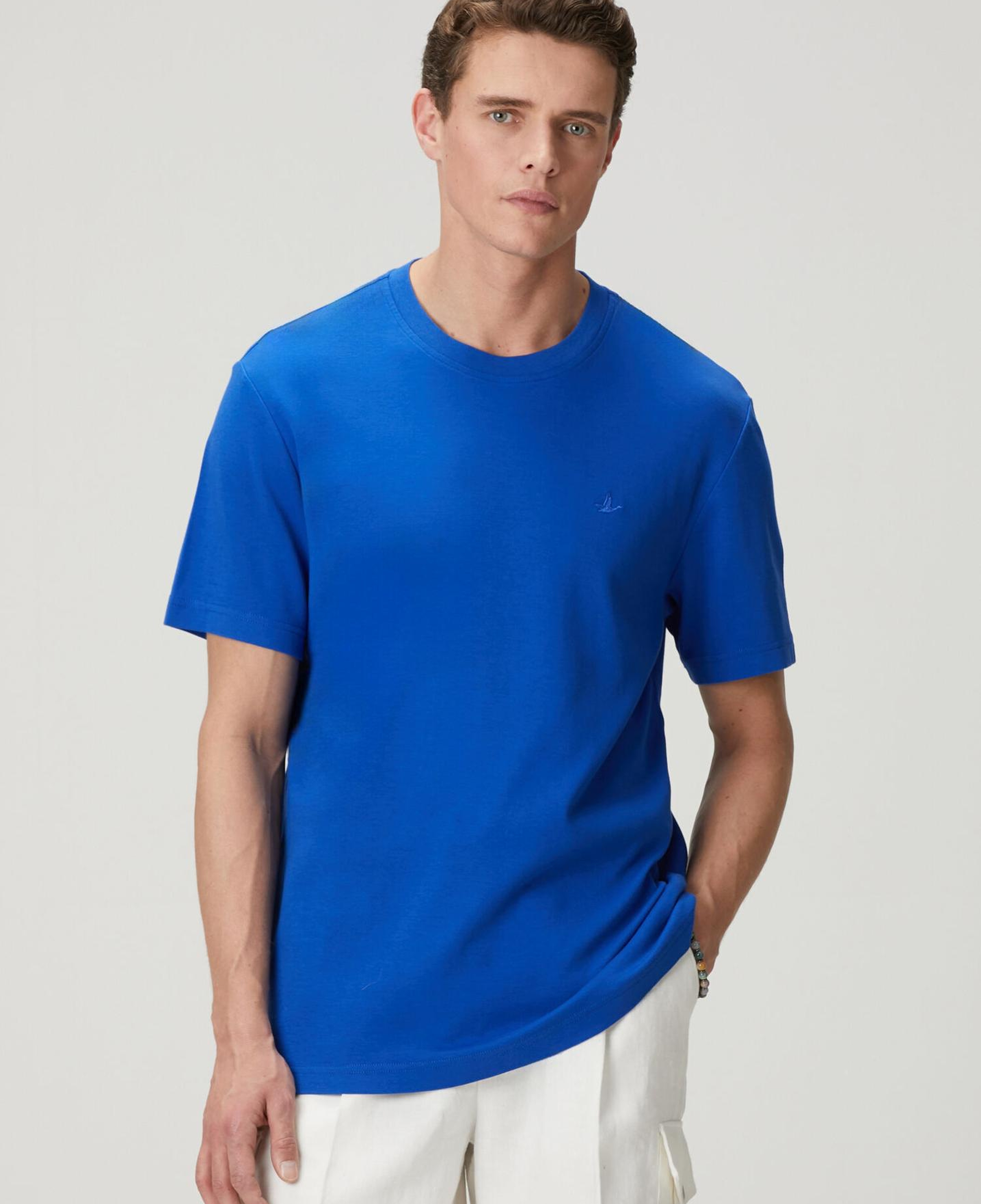 Beymen Club Erkek Saks Relax Fit Interlock Basic T-shirt