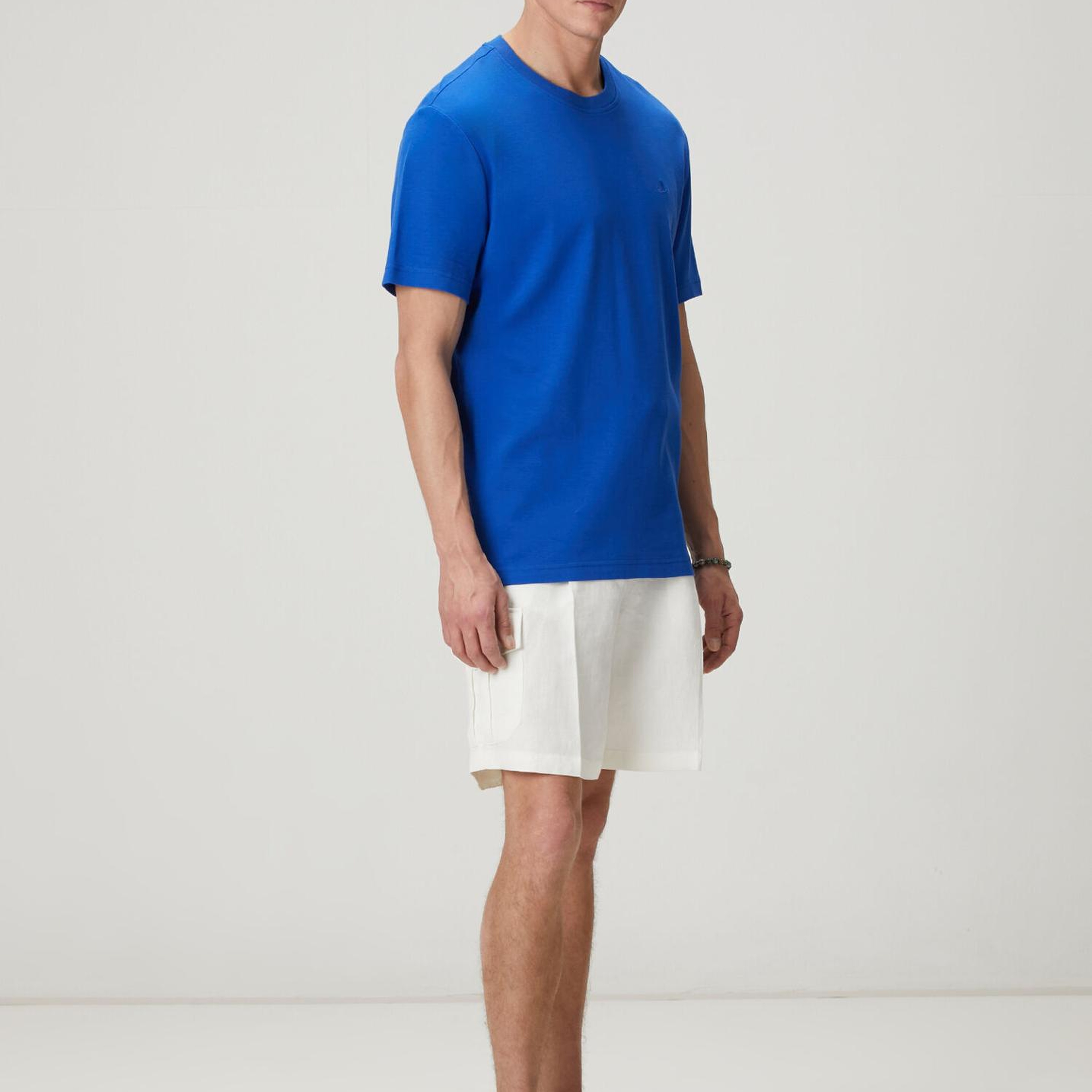 Beymen Club Erkek Saks Relax Fit Interlock Basic T-shirt