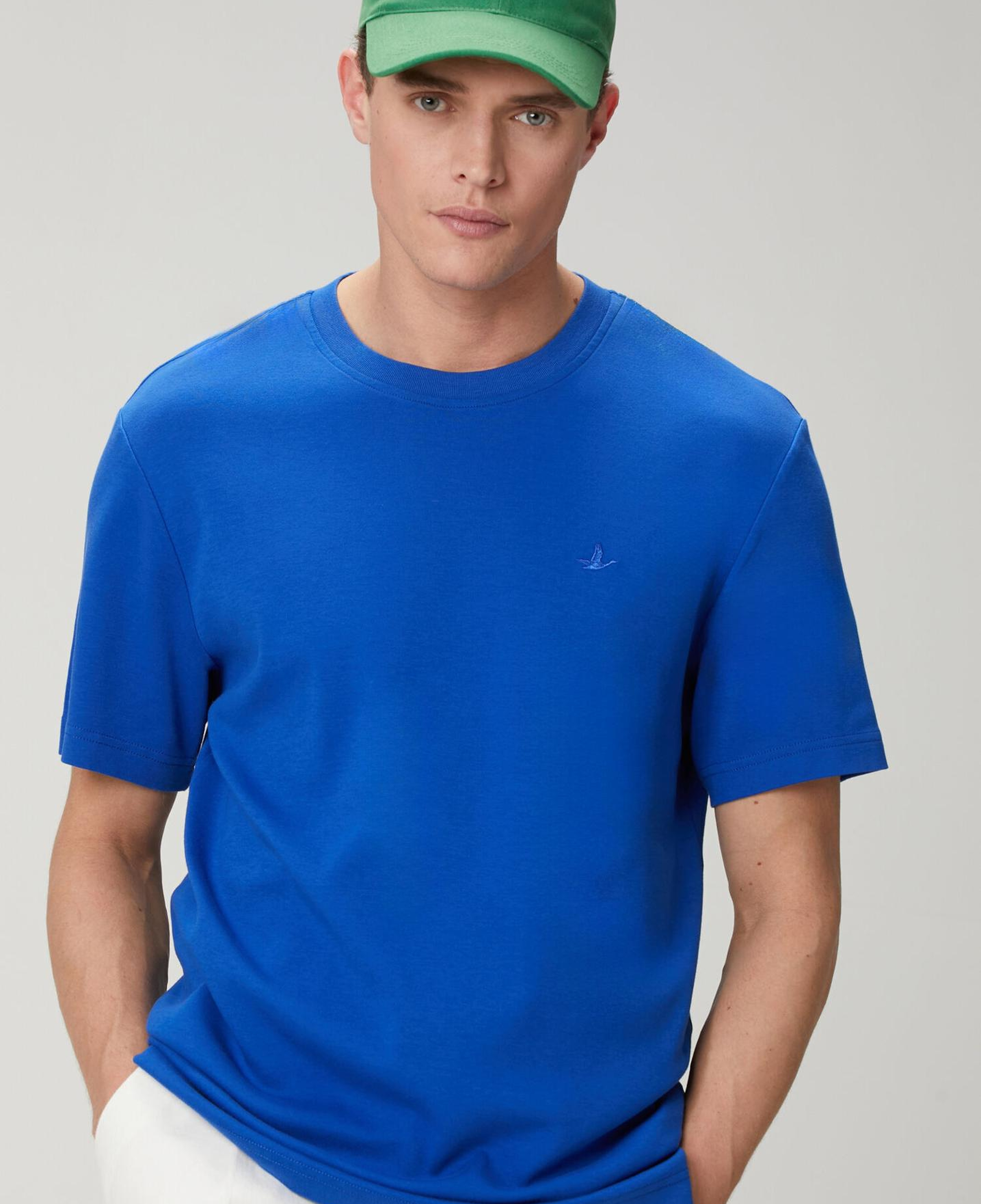 Beymen Club Erkek Saks Relax Fit Interlock Basic T-shirt