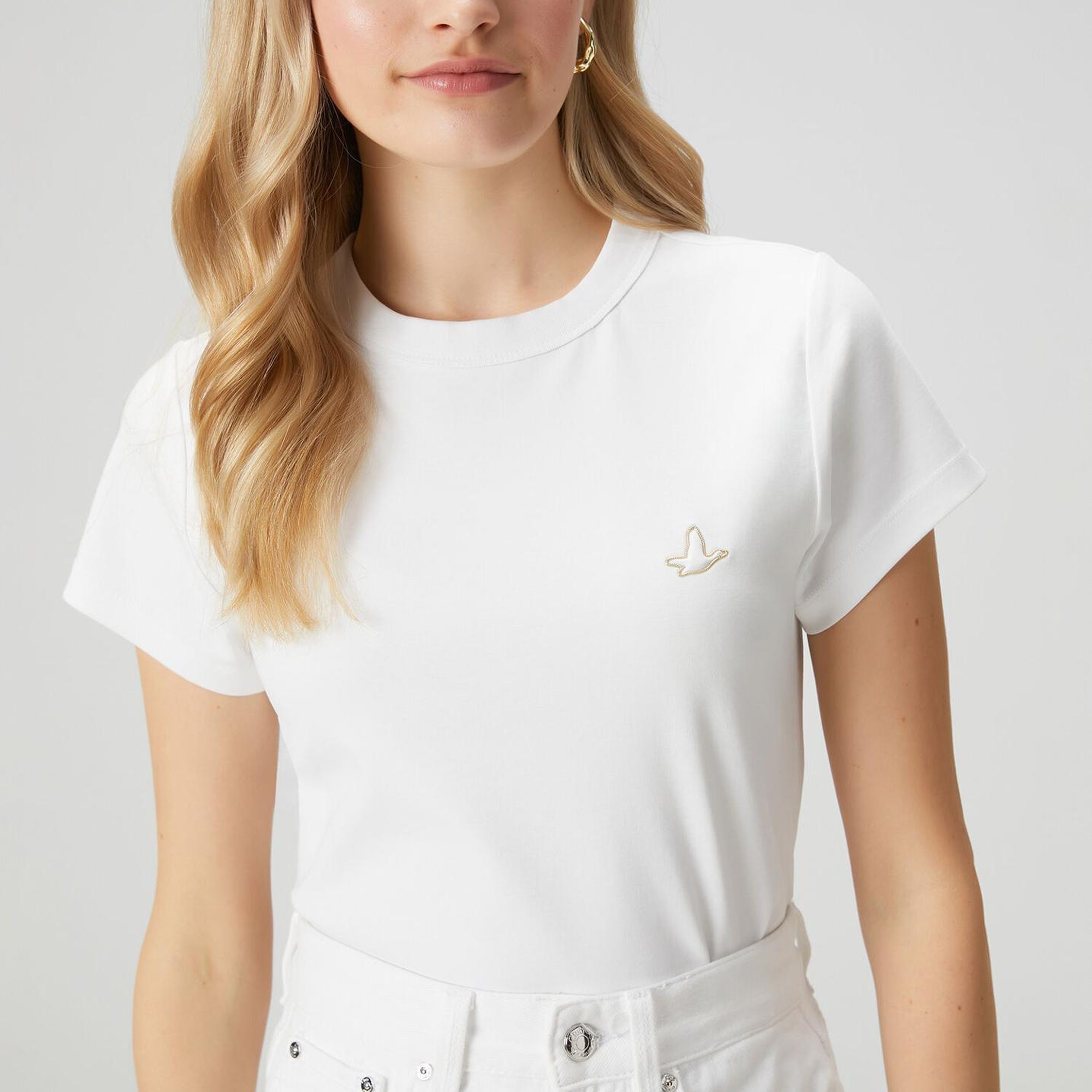 Beymen Club Kadın Kırık Beyaz Zincir Logolu T-shirt