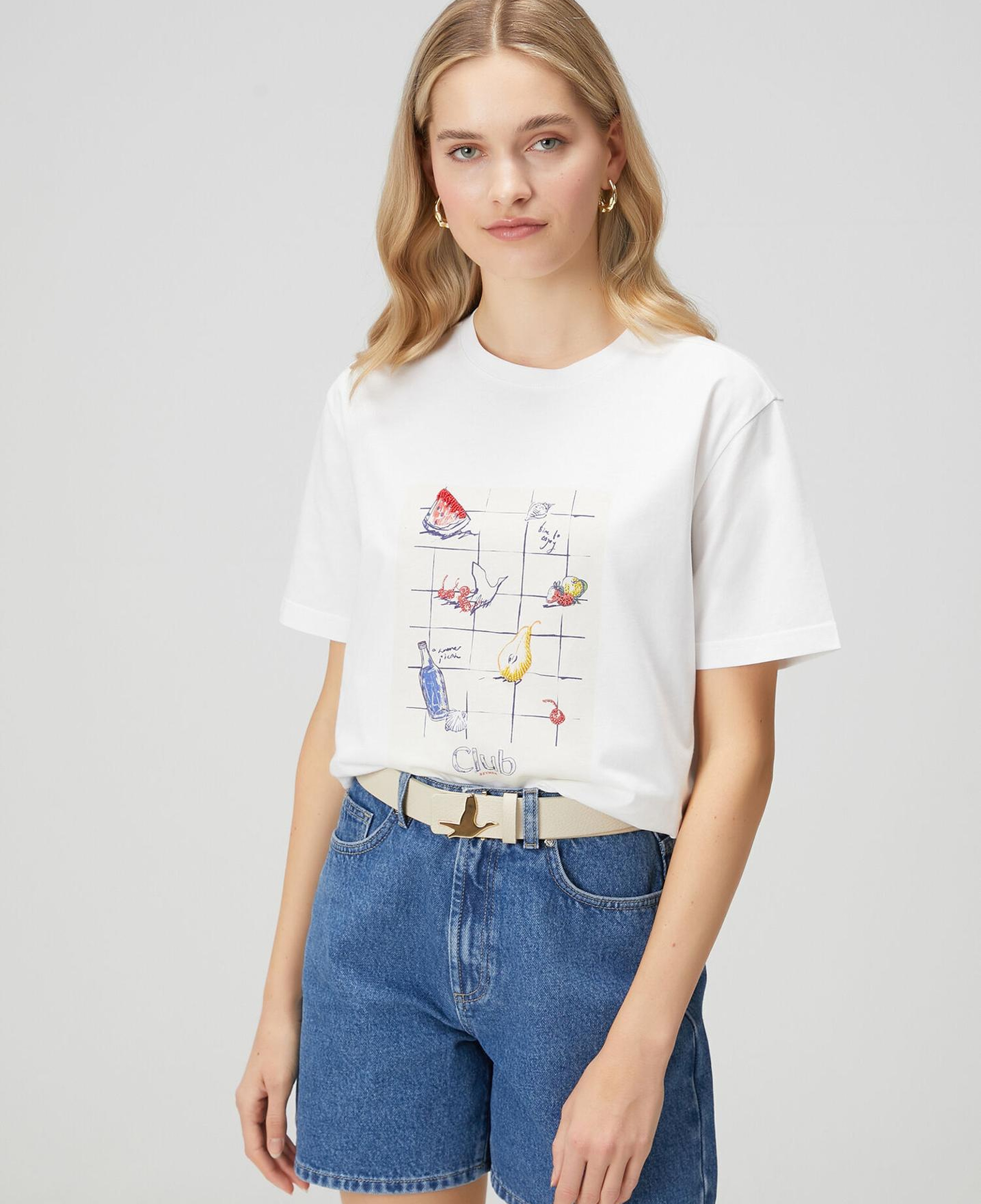 Beymen Club Kadın Kırık Beyaz Meyve Baskılı Oversize T-shirt