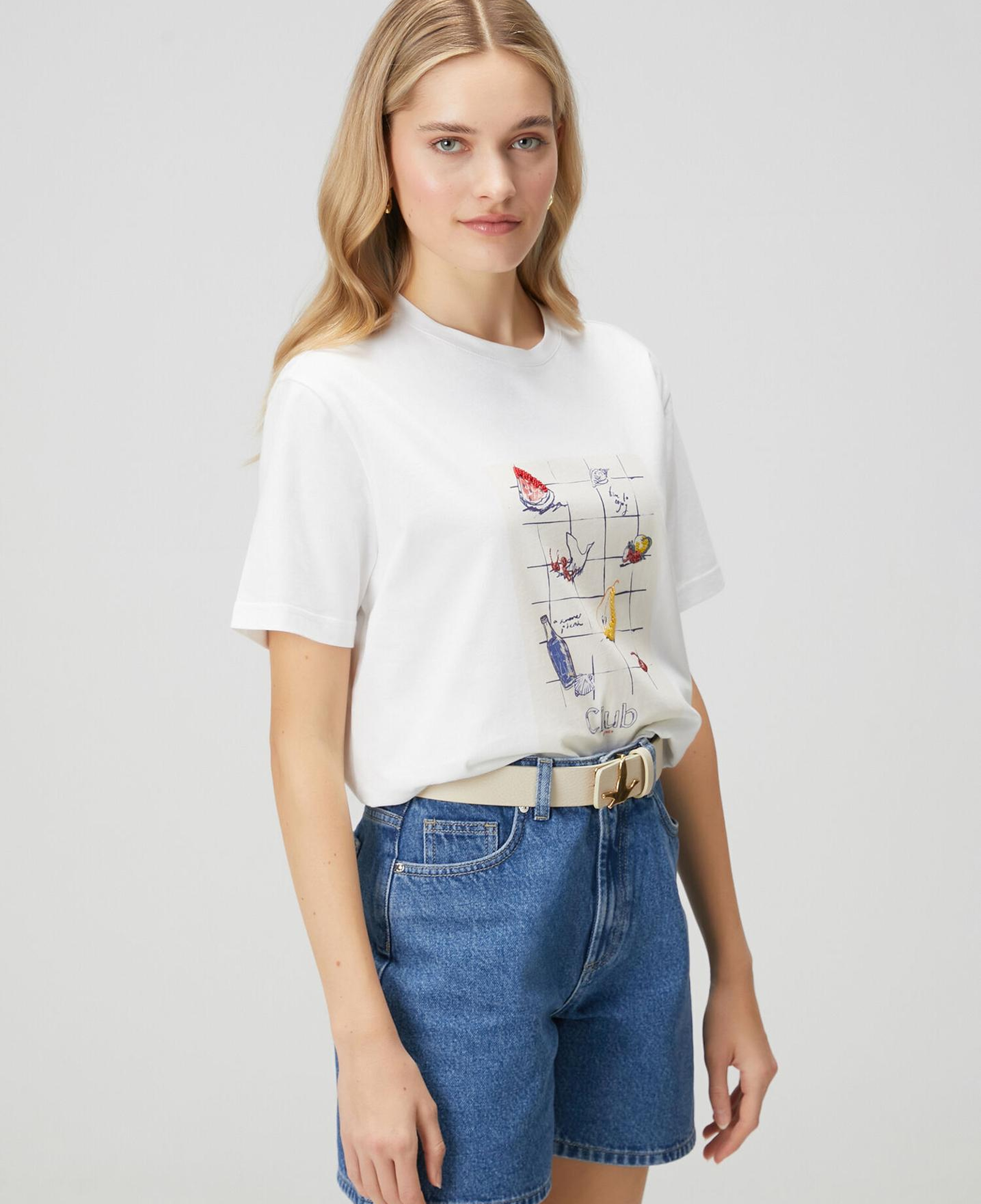 Beymen Club Kadın Kırık Beyaz Meyve Baskılı Oversize T-shirt